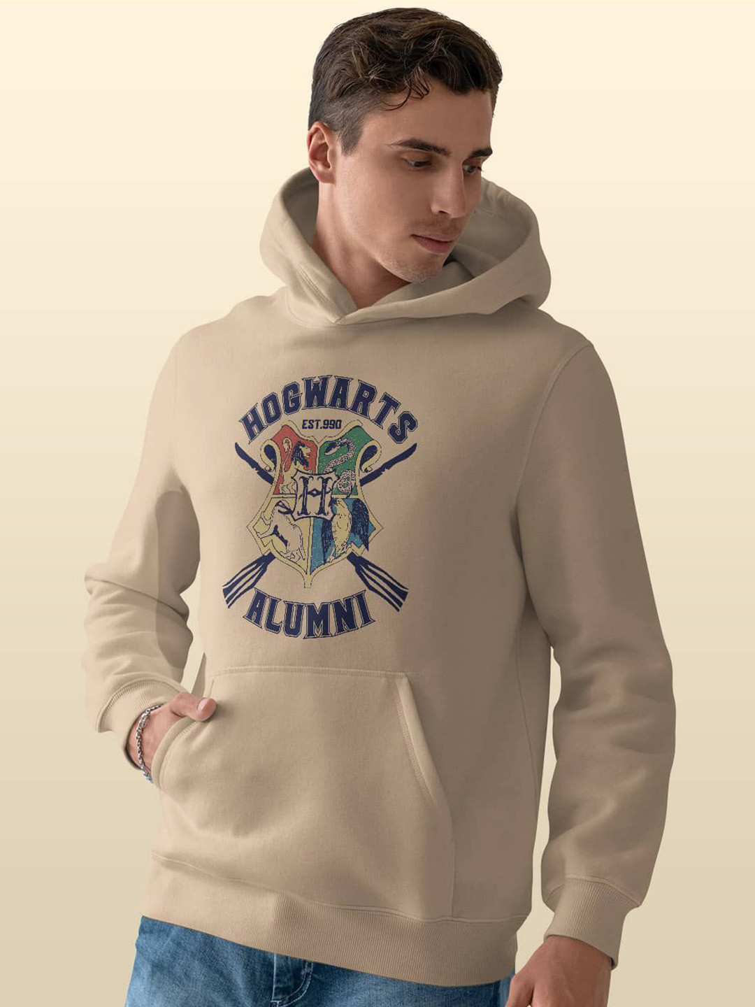 macmerise Men Printed Hooded Sweatshirt, Beige
macmerise Men Printed Hooded Sweatshirt, Beige