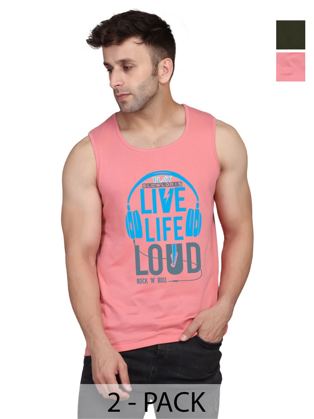 SLOWLORIS Men Pack Of 2 Typography Printed Round Neck Cotton Slim Fit T-shirts, Peach
SLOWLORIS Men Pack Of 2 Typography Printed Round Neck Cotton Slim Fit T-shirts, Peach