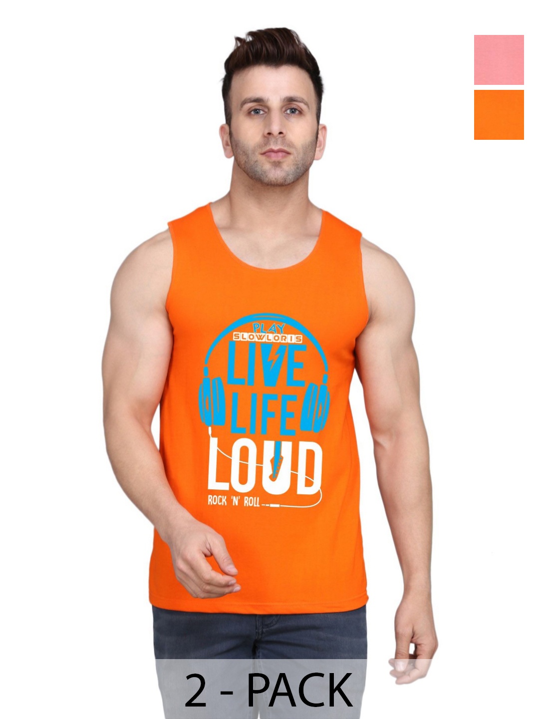 SLOWLORIS Men Pack Of 2 Typography Printed Round Neck Cotton Slim Fit T-shirts, Orange
SLOWLORIS Men Pack Of 2 Typography Printed Round Neck Cotton Slim Fit T-shirts, Orange