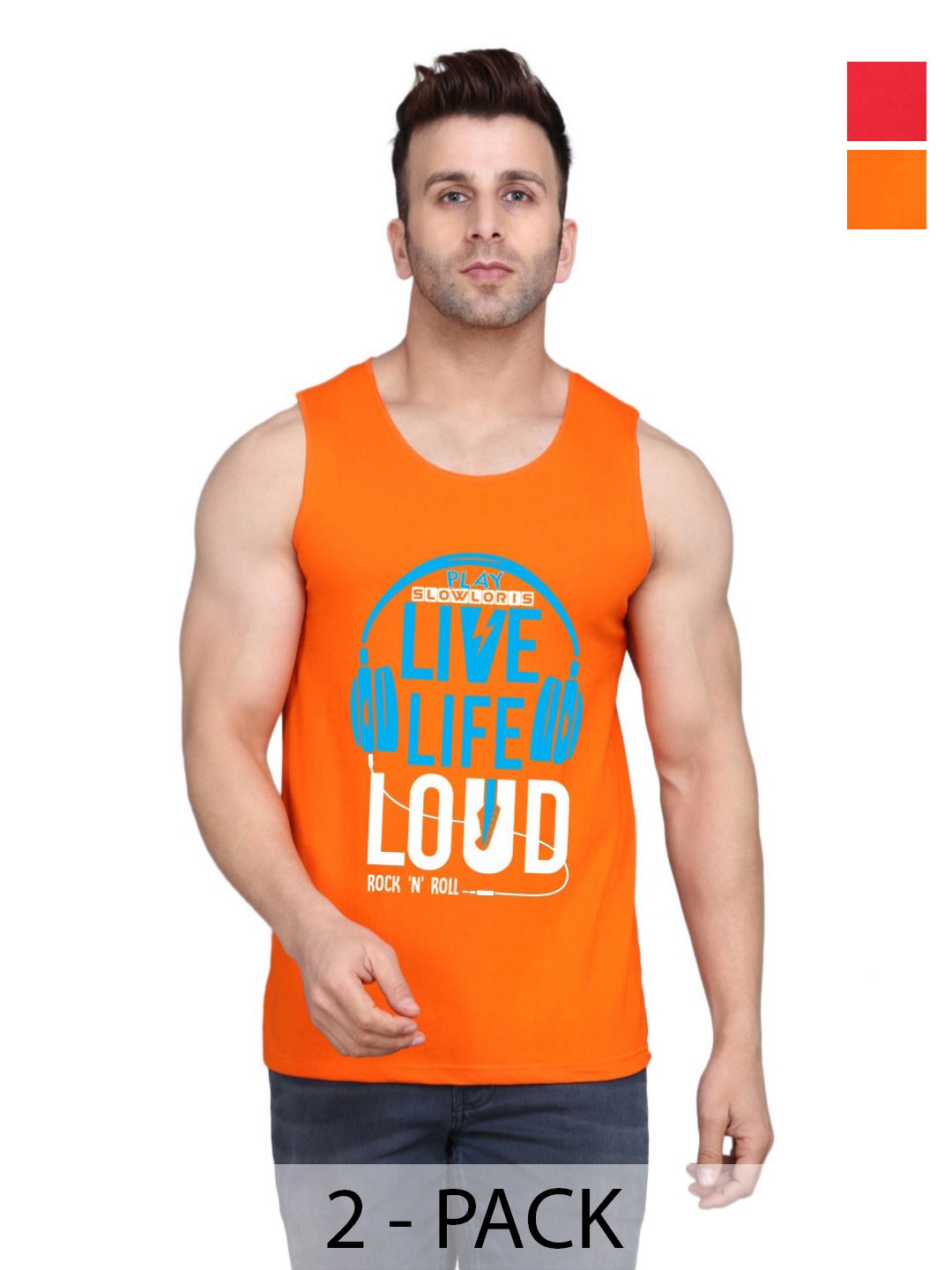 SLOWLORIS Men Pack Of 2 Typography Printed Round Neck Cotton Slim Fit T-shirts, Orange
SLOWLORIS Men Pack Of 2 Typography Printed Round Neck Cotton Slim Fit T-shirts, Orange