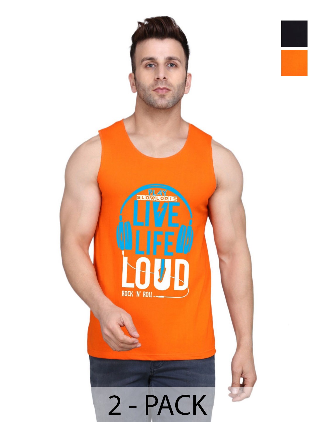 SLOWLORIS Men Pack Of 2 Typography Printed Round Neck Cotton Slim Fit T-shirts, Orange
SLOWLORIS Men Pack Of 2 Typography Printed Round Neck Cotton Slim Fit T-shirts, Orange