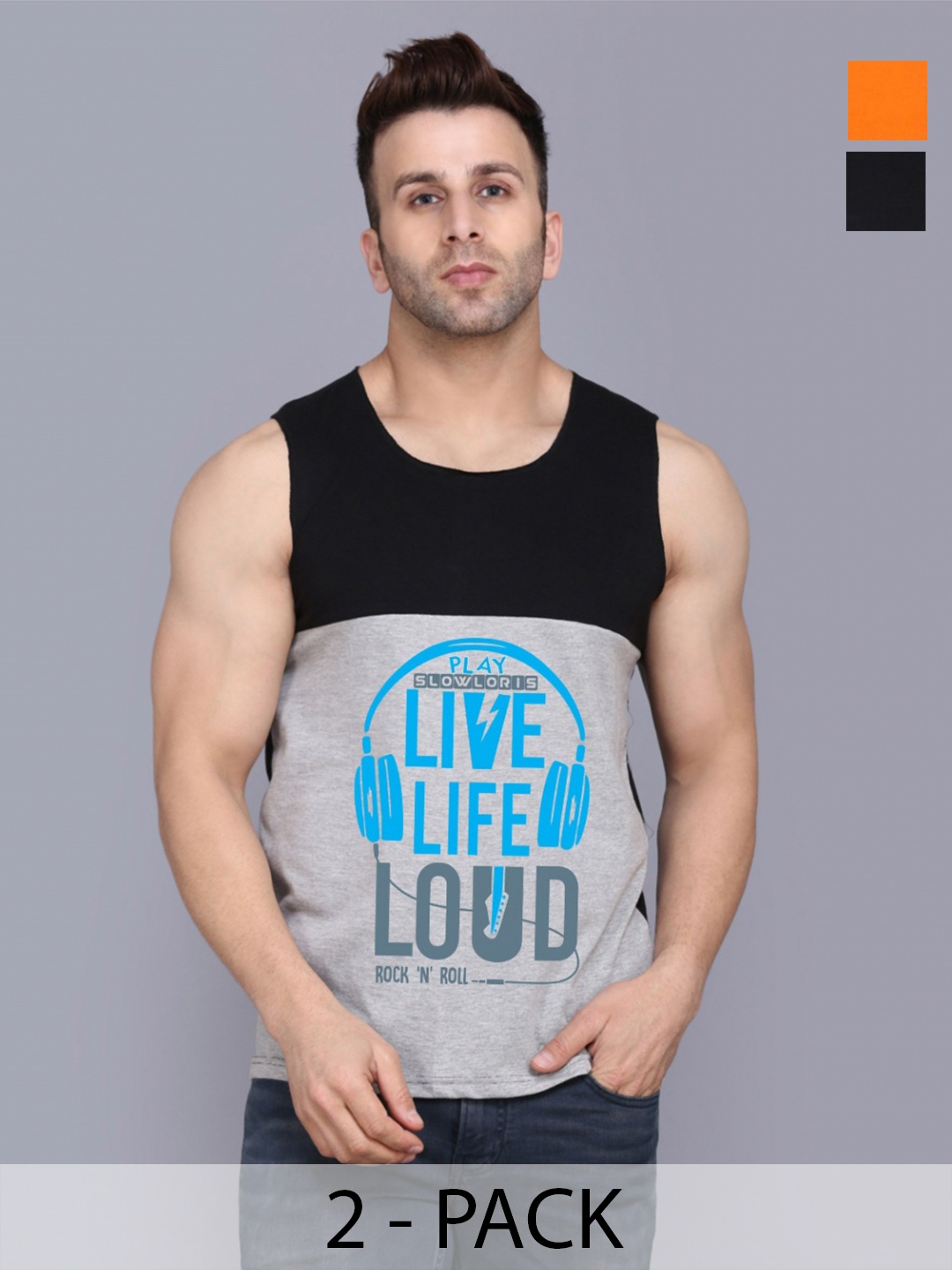 SLOWLORIS Men Pack Of 2 Typography Printed Round Neck Cotton Slim Fit T-shirts, Black
SLOWLORIS Men Pack Of 2 Typography Printed Round Neck Cotton Slim Fit T-shirts, Black