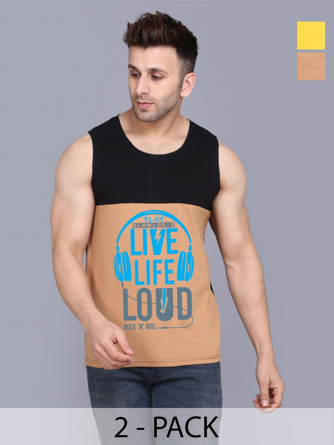 SLOWLORIS Men Pack Of 2 Typography Printed Round Neck Cotton Slim Fit T-shirts, Black
SLOWLORIS Men Pack Of 2 Typography Printed Round Neck Cotton Slim Fit T-shirts, Black