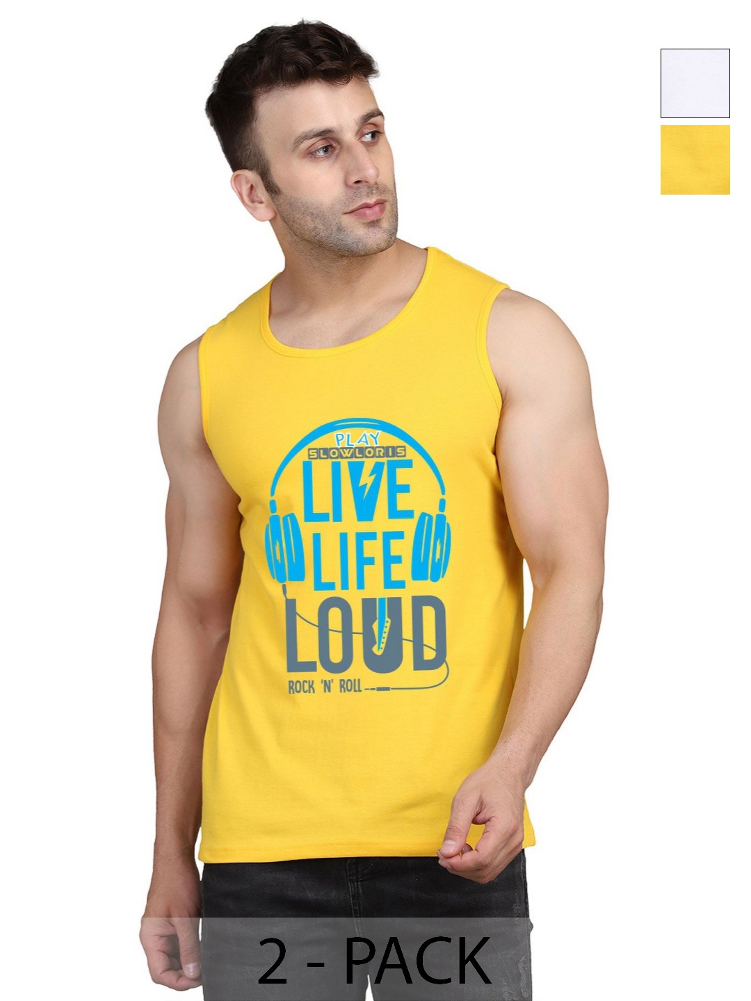 SLOWLORIS Men Pack Of 2 Typography Printed Round Neck Cotton Slim Fit T-shirts, Yellow
SLOWLORIS Men Pack Of 2 Typography Printed Round Neck Cotton Slim Fit T-shirts, Yellow