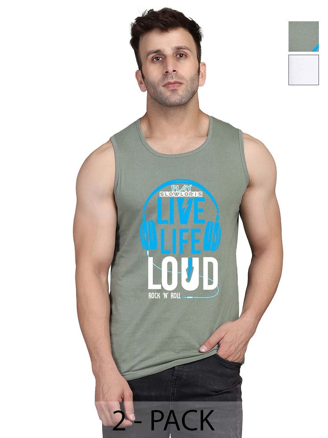 SLOWLORIS Men Pack Of 2 Typography Printed Round Neck Cotton Slim Fit T-shirts, Green
SLOWLORIS Men Pack Of 2 Typography Printed Round Neck Cotton Slim Fit T-shirts, Green