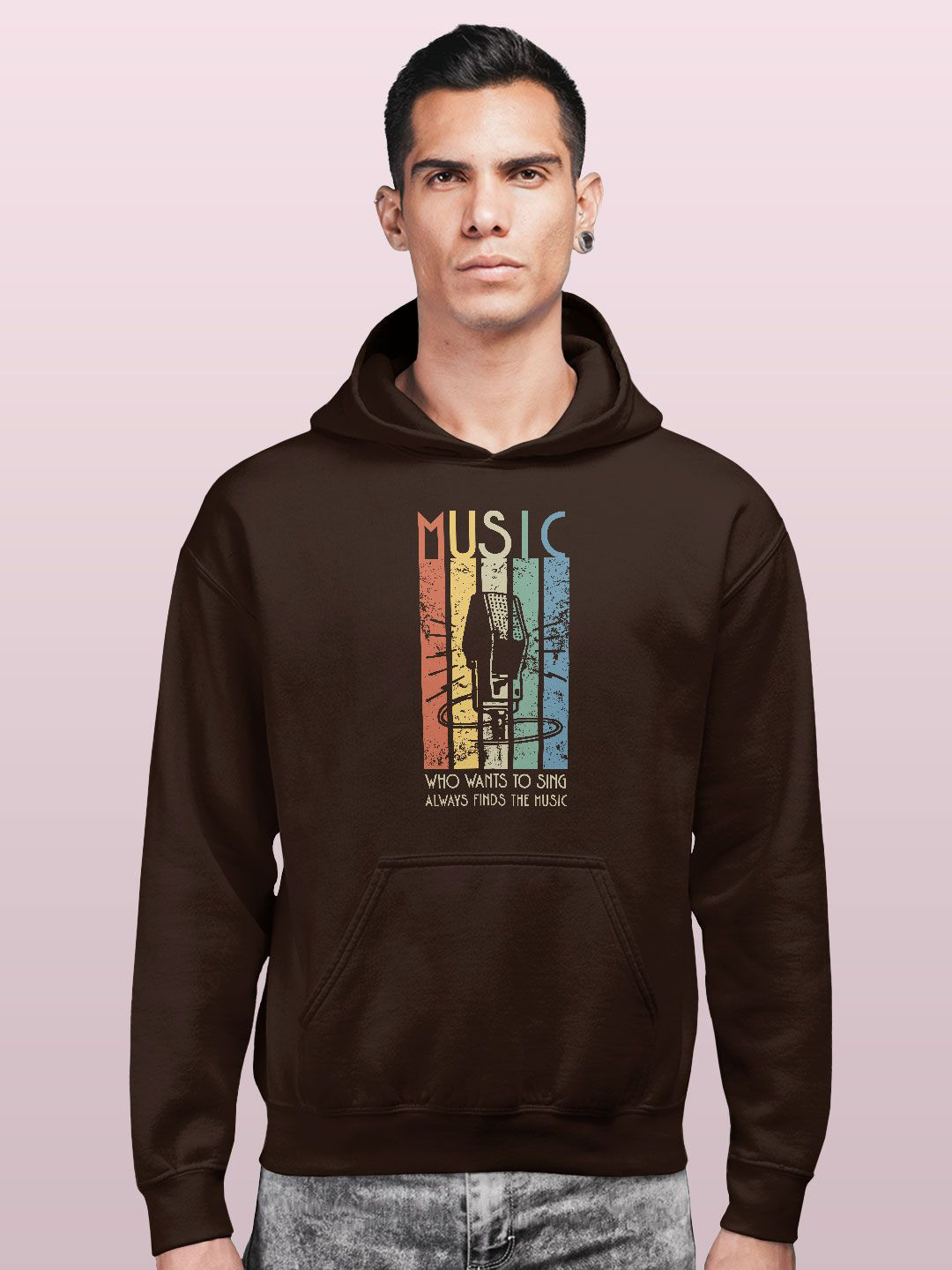 macmerise Men Printed Hooded Sweatshirt, Brown 
macmerise Men Printed Hooded Sweatshirt, Brown