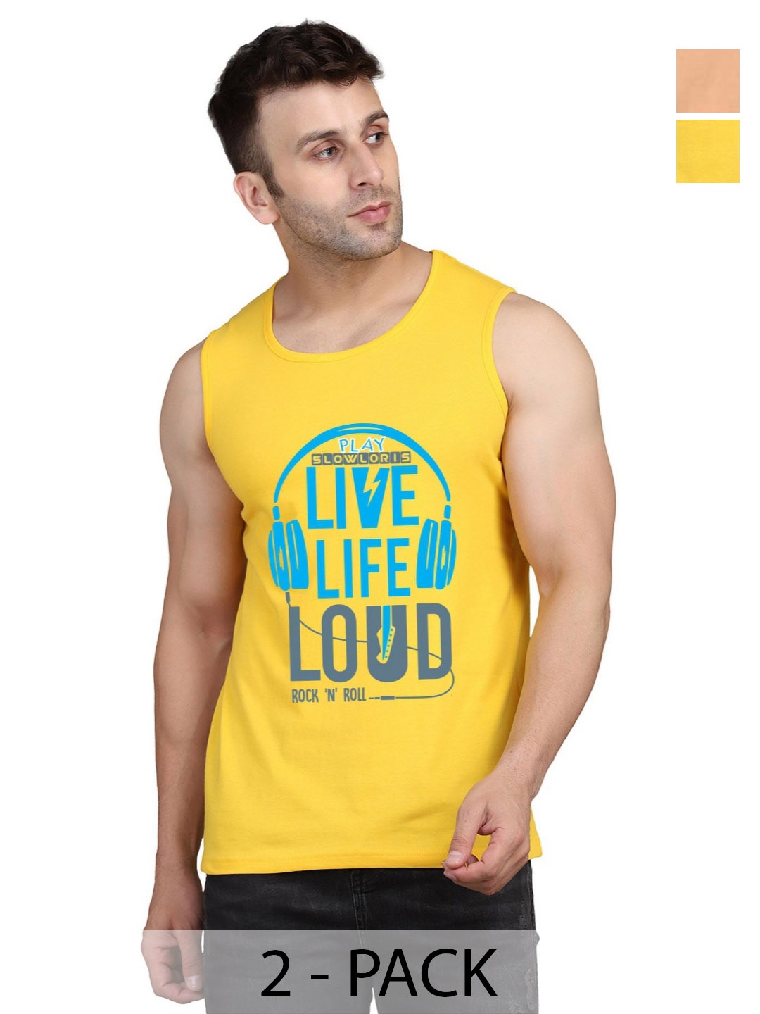 SLOWLORIS Men Pack Of 2 Typography Printed Round Neck Cotton Slim Fit T-shirts, Yellow
SLOWLORIS Men Pack Of 2 Typography Printed Round Neck Cotton Slim Fit T-shirts, Yellow