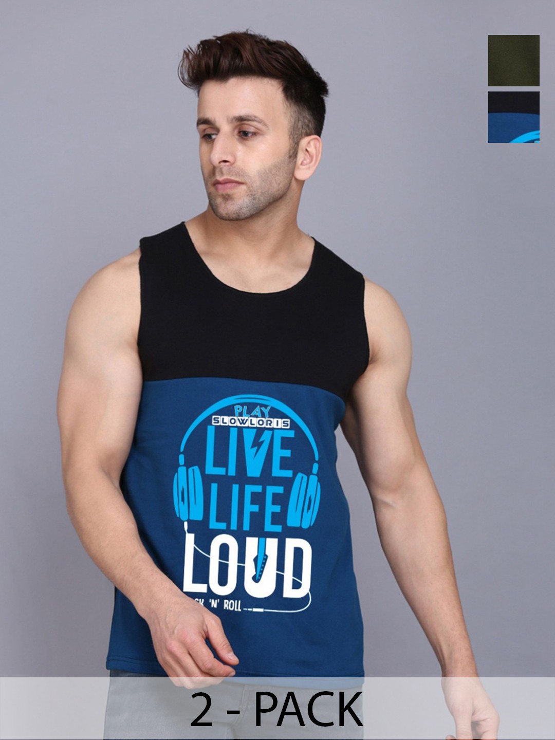 SLOWLORIS Men Pack Of 2 Typography Printed Round Neck Cotton Slim Fit T-shirts, Black
SLOWLORIS Men Pack Of 2 Typography Printed Round Neck Cotton Slim Fit T-shirts, Black