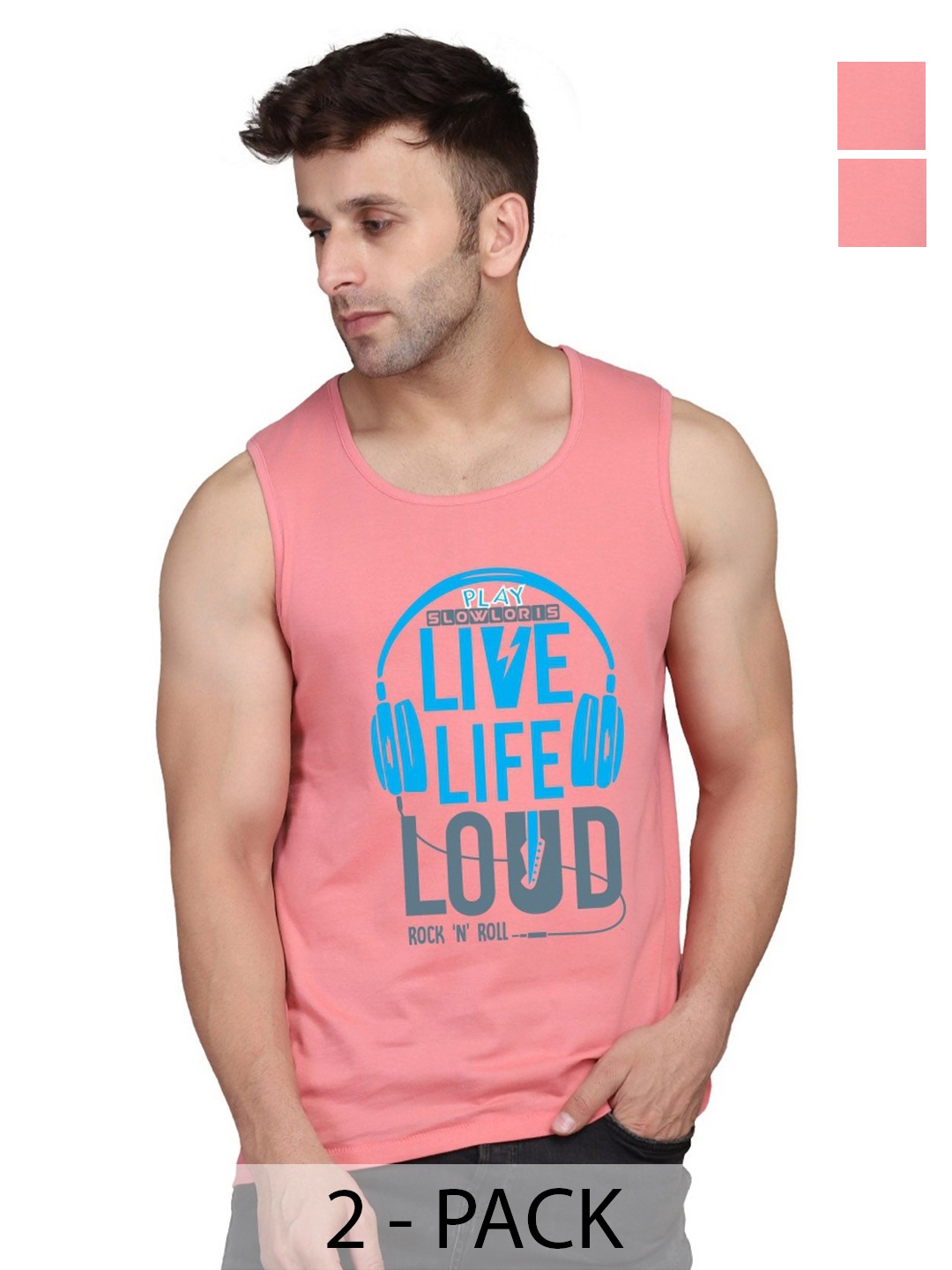 SLOWLORIS Men Pack Of 2 Typography Printed Round Neck Cotton Slim Fit T-shirts, Peach
SLOWLORIS Men Pack Of 2 Typography Printed Round Neck Cotton Slim Fit T-shirts, Peach