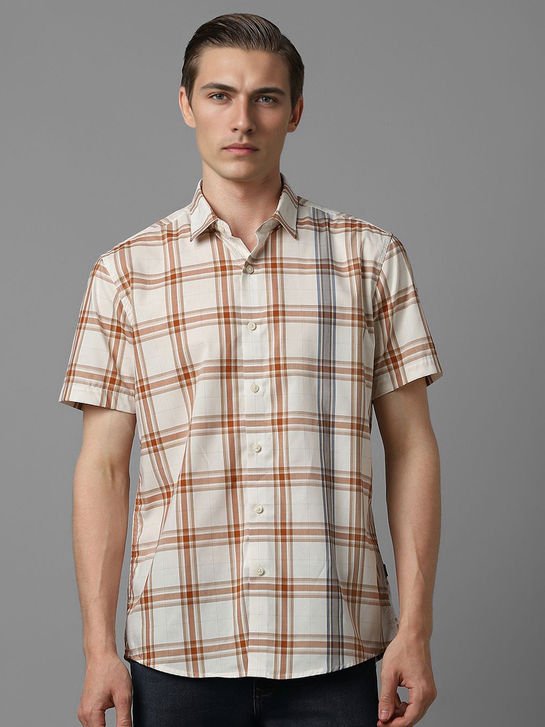 Louis Philippe Sport Men Spread Collar Tartan Checked Cotton Slim Fit Casual Shirt, Cream
Louis Philippe Sport Men Spread Collar Tartan Checked Cotton Slim Fit Casual Shirt, Cream