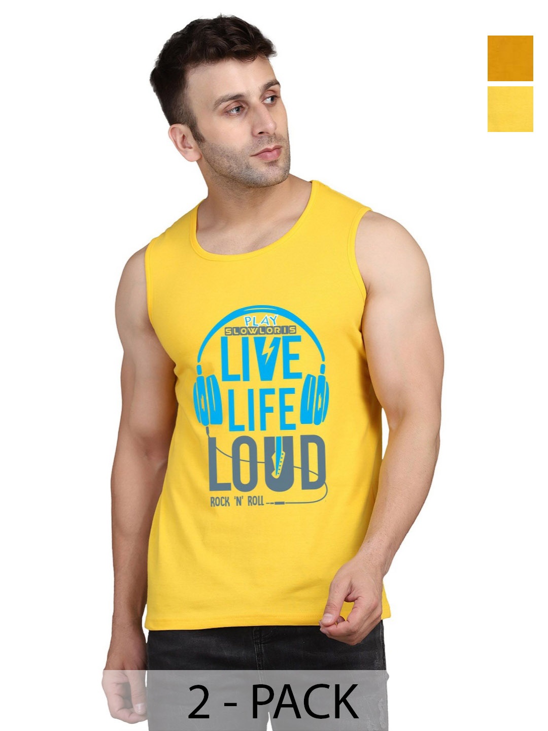 SLOWLORIS Men Pack Of 2 Typography Printed Round Neck Cotton Slim Fit T-shirts, Yellow
SLOWLORIS Men Pack Of 2 Typography Printed Round Neck Cotton Slim Fit T-shirts, Yellow