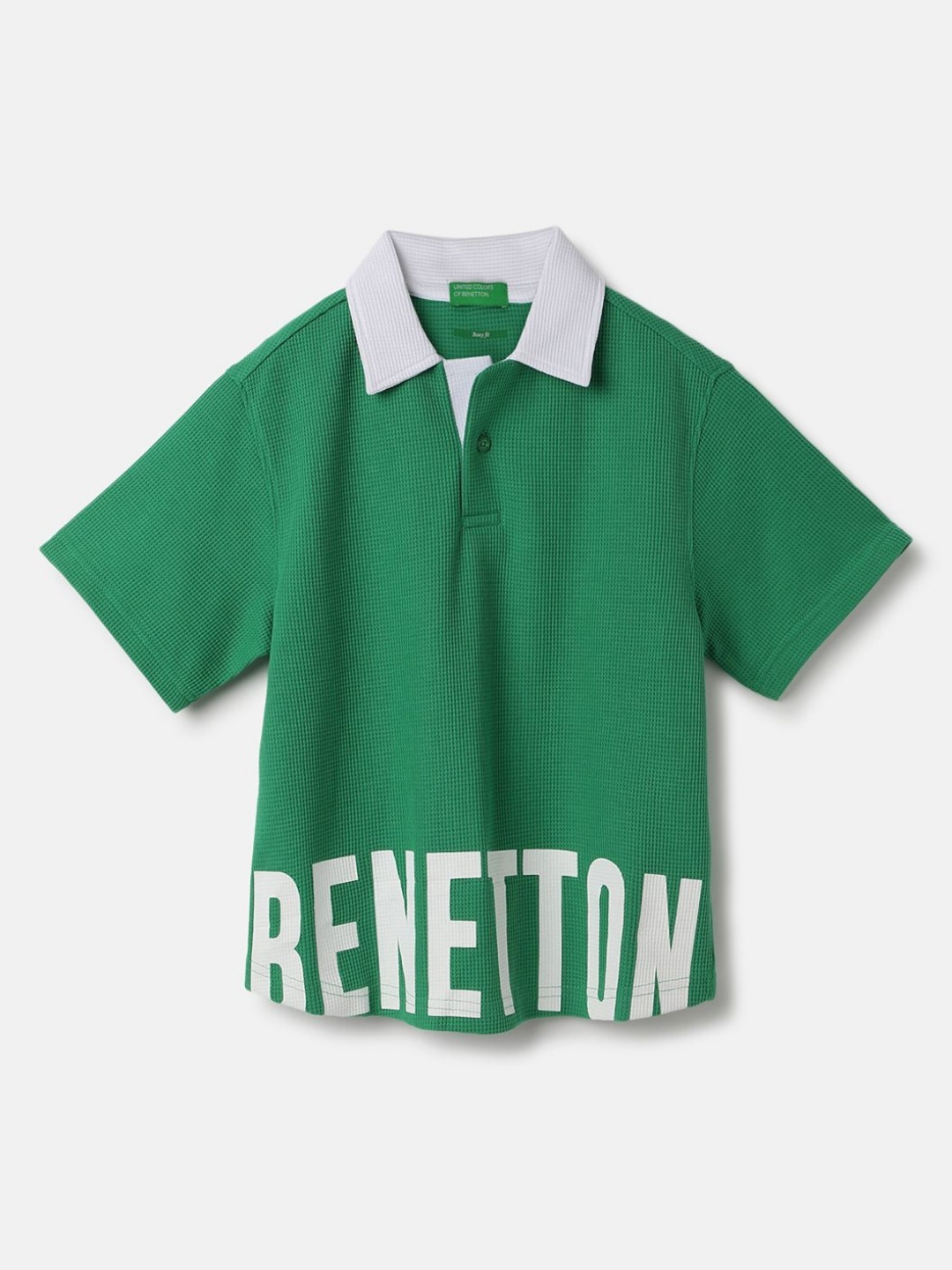 United Colors of Benetton Boys Typography Polo Collar Applique Boxy T-shirt, Green
United Colors of Benetton Boys Typography Polo Collar Applique Boxy T-shirt, Green