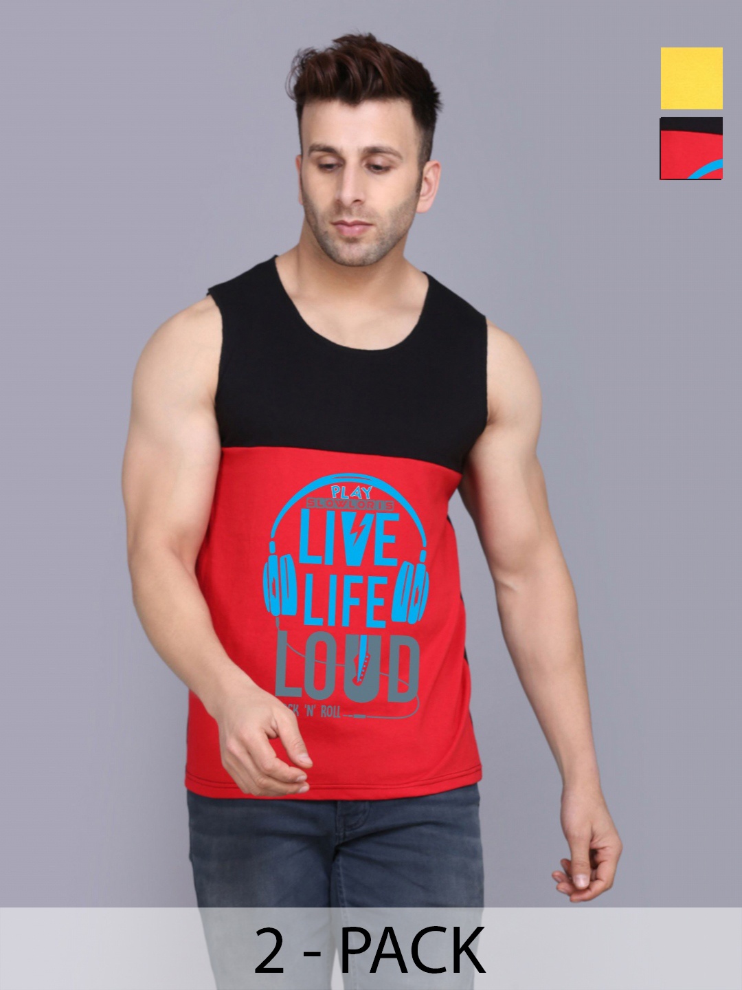 SLOWLORIS Men Pack Of 2 Typography Printed Round Neck Cotton Slim Fit T-shirts, Black
SLOWLORIS Men Pack Of 2 Typography Printed Round Neck Cotton Slim Fit T-shirts, Black