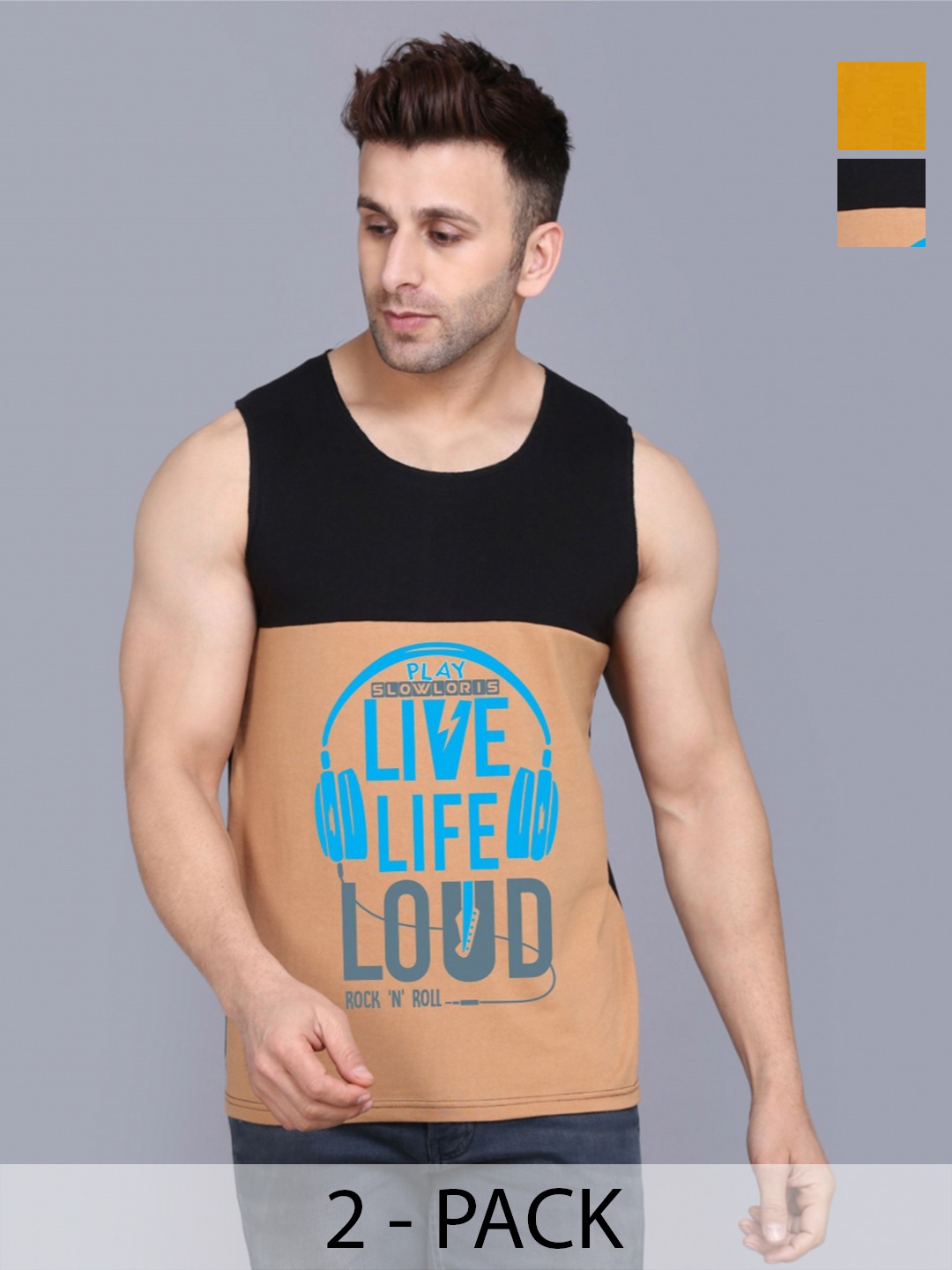 SLOWLORIS Men Pack Of 2 Typography Printed Round Neck Cotton Slim Fit T-shirts, Black
SLOWLORIS Men Pack Of 2 Typography Printed Round Neck Cotton Slim Fit T-shirts, Black