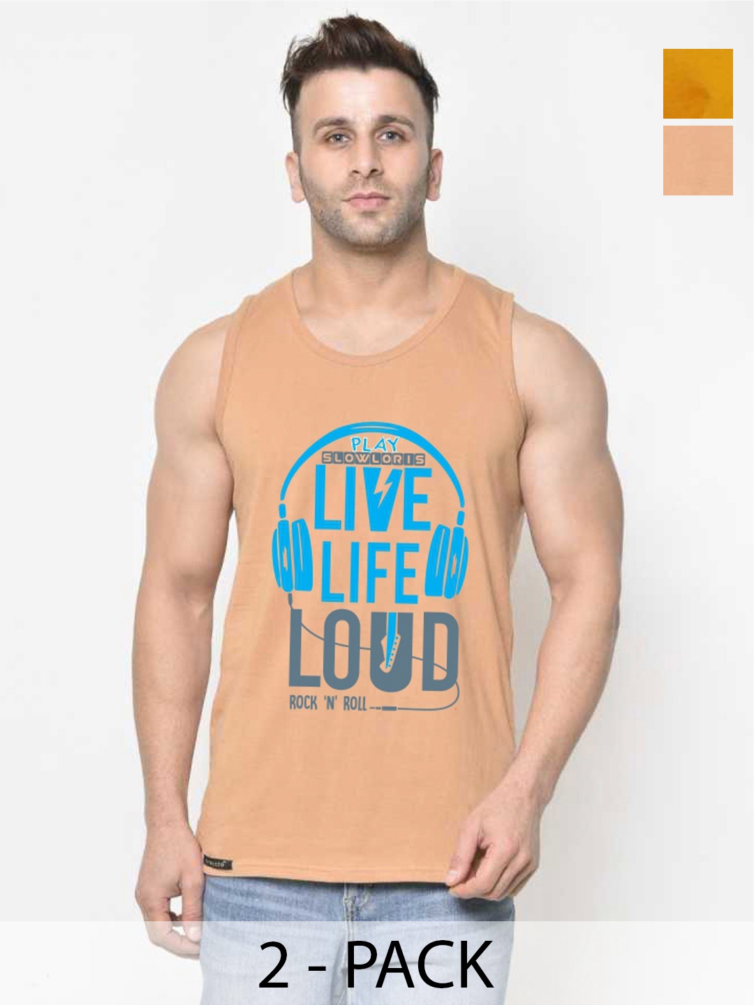 SLOWLORIS Men Pack Of 2 Typography Printed Round Neck Cotton Slim Fit T-shirts, Beige
SLOWLORIS Men Pack Of 2 Typography Printed Round Neck Cotton Slim Fit T-shirts, Beige