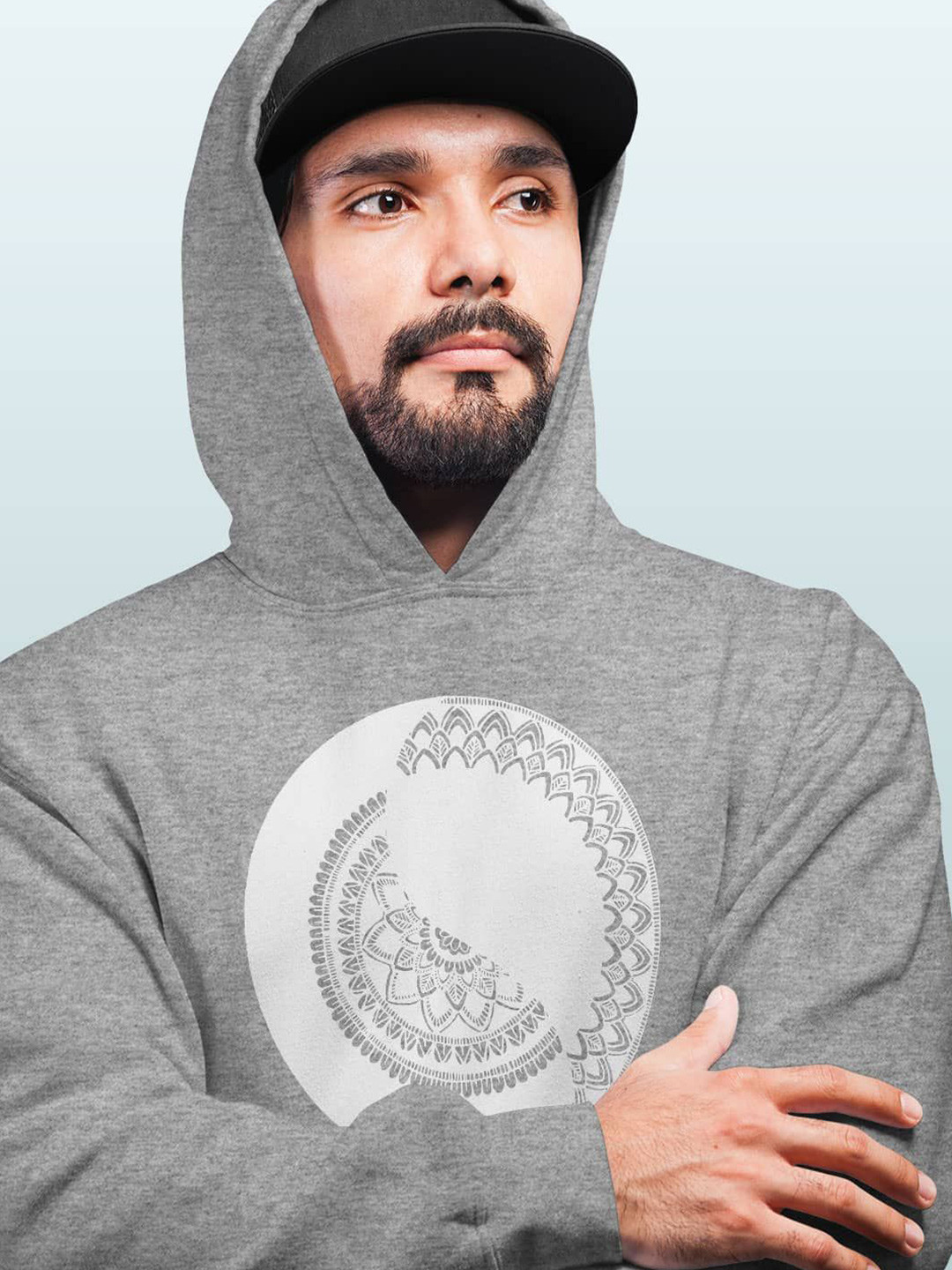 macmerise Men Printed Hooded Sweatshirt, Grey 
macmerise Men Printed Hooded Sweatshirt, Grey
