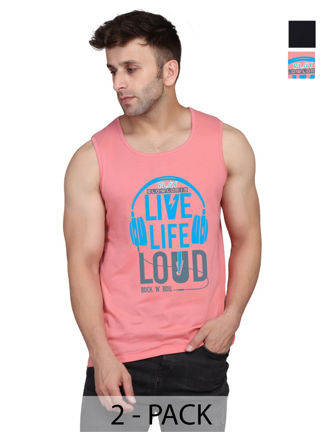 SLOWLORIS Men Pack Of 2 Typography Printed Round Neck Cotton Slim Fit T-shirts, Peach
SLOWLORIS Men Pack Of 2 Typography Printed Round Neck Cotton Slim Fit T-shirts, Peach