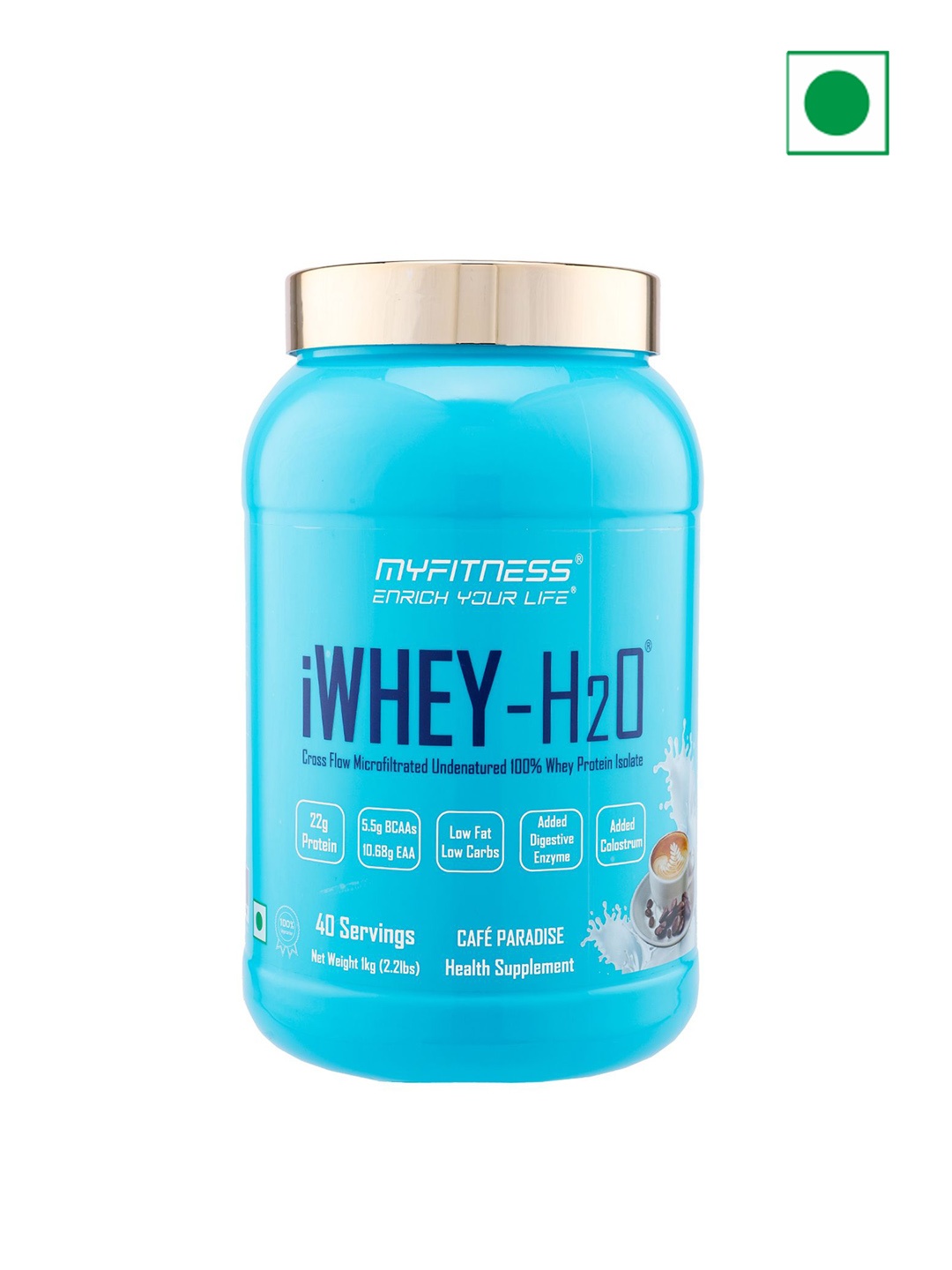 Myfitness Microfiltrated Undenatured Whey Protein Isolate-Cafe Paradise Flavour-1kg, Blue
Myfitness Microfiltrated Undenatured Whey Protein Isolate-Cafe Paradise Flavour-1kg, Blue