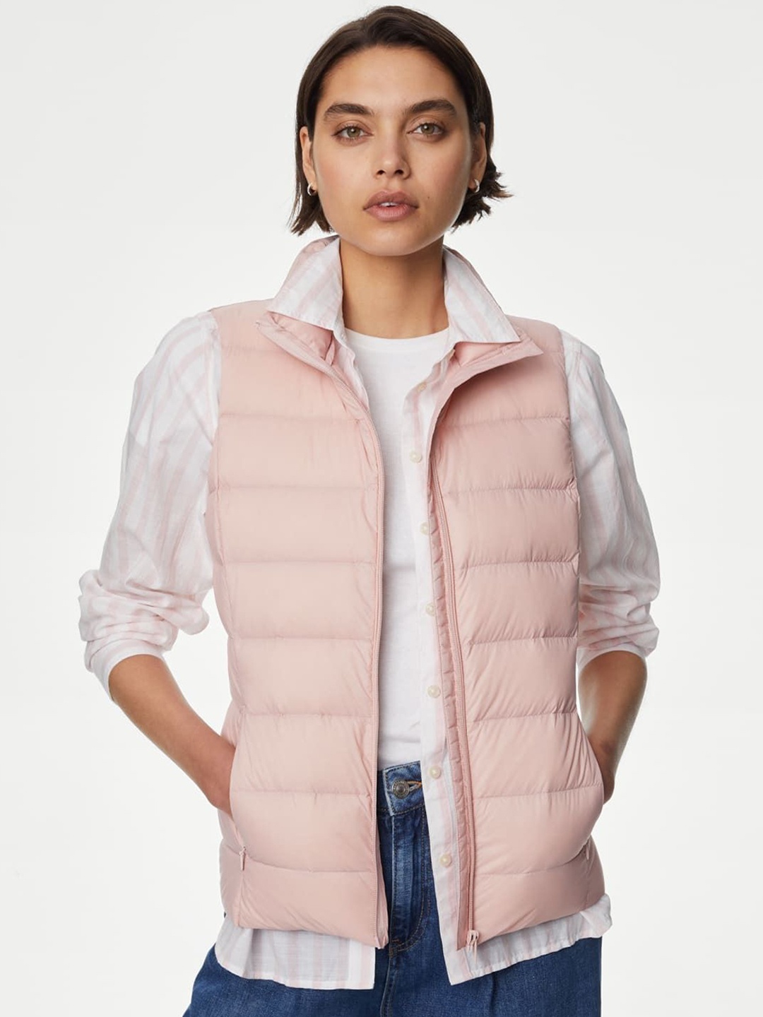 Marks & Spencer Women Striped Polyester Lightweight Longline Puffer Jacket, Pink
Marks & Spencer Women Striped Polyester Lightweight Longline Puffer Jacket, Pink