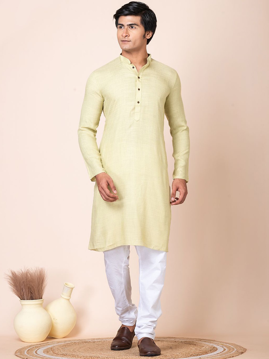 HU - Handcrafted Uniquely Mandarin Collar Pure Cotton Straight Kurta with Churidar, Green
HU - Handcrafted Uniquely Mandarin Collar Pure Cotton Straight Kurta with Churidar, Green