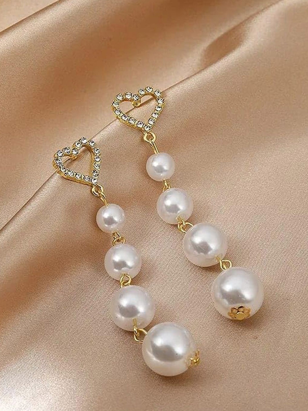 KRENOZ Stainless Steel Stone Studded & Pearl Beaded Classic Drop Earrings, Gold
KRENOZ Stainless Steel Stone Studded & Pearl Beaded Classic Drop Earrings, Gold