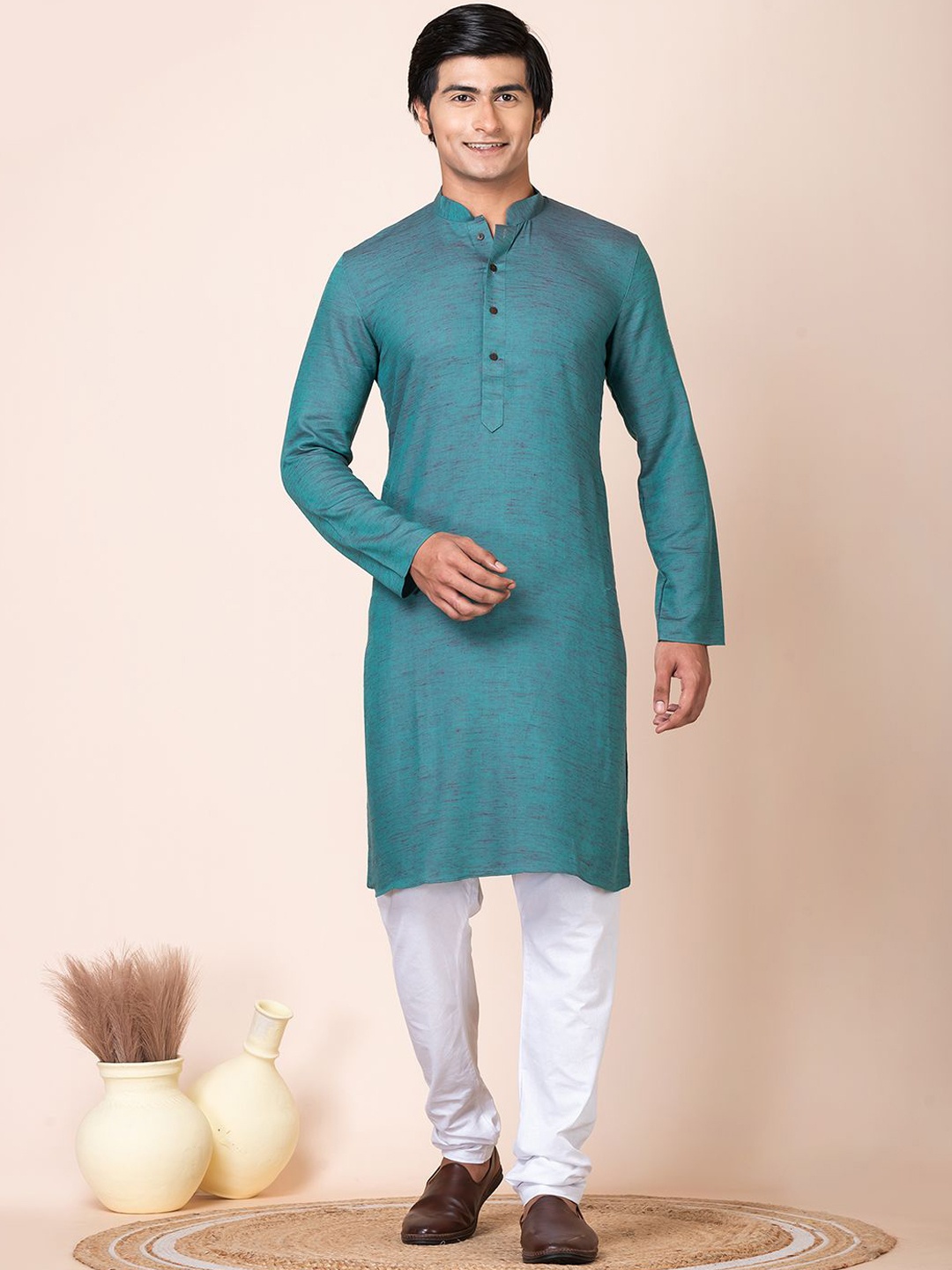 HU - Handcrafted Uniquely Mandarin Collar Pure Cotton Straight Kurta with Churidar, Sea green
HU - Handcrafted Uniquely Mandarin Collar Pure Cotton Straight Kurta with Churidar, Sea green