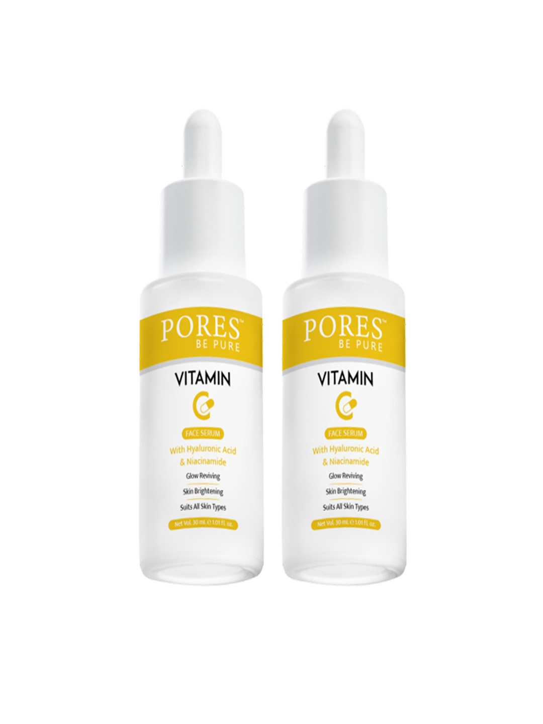 PORES Be Pure Set Of 2 Vitamin C Serum With Ethyl Ascorbic & Hyaluronic Acid-30ml Each, White
PORES Be Pure Set Of 2 Vitamin C Serum With Ethyl Ascorbic & Hyaluronic Acid-30ml Each, White