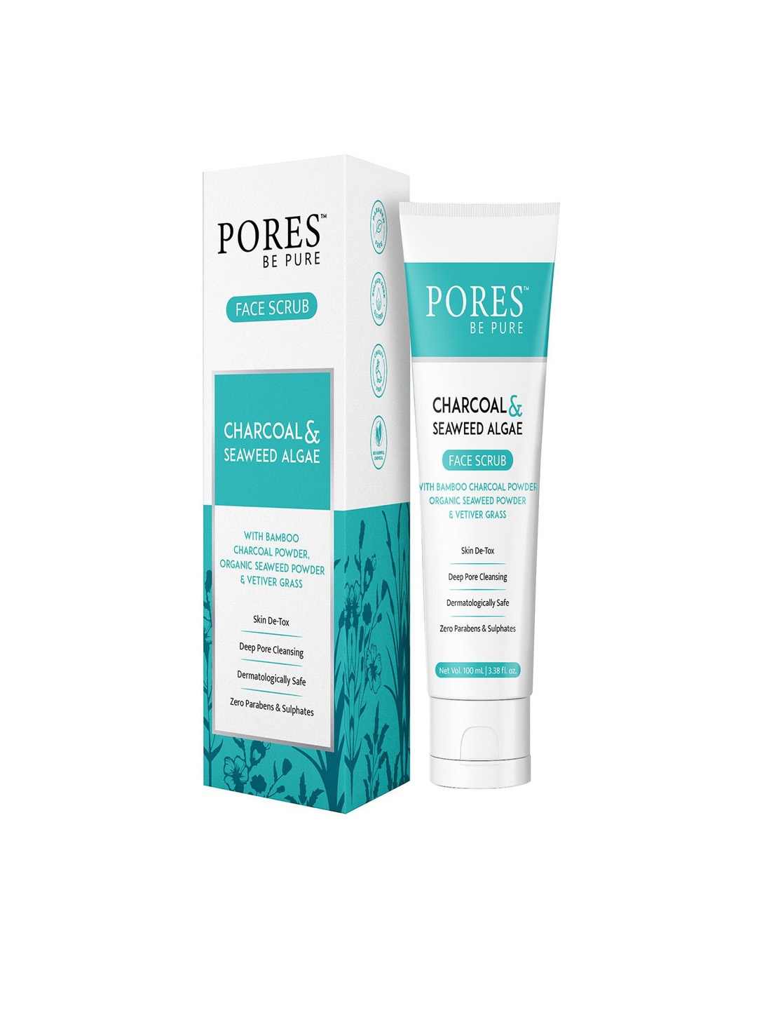 PORES Be Pure Set of 3 Charcoal & Seaweed Algae Scrub with Vetiver Grass - 100 ml each, White
PORES Be Pure Set of 3 Charcoal & Seaweed Algae Scrub with Vetiver Grass - 100 ml each, White