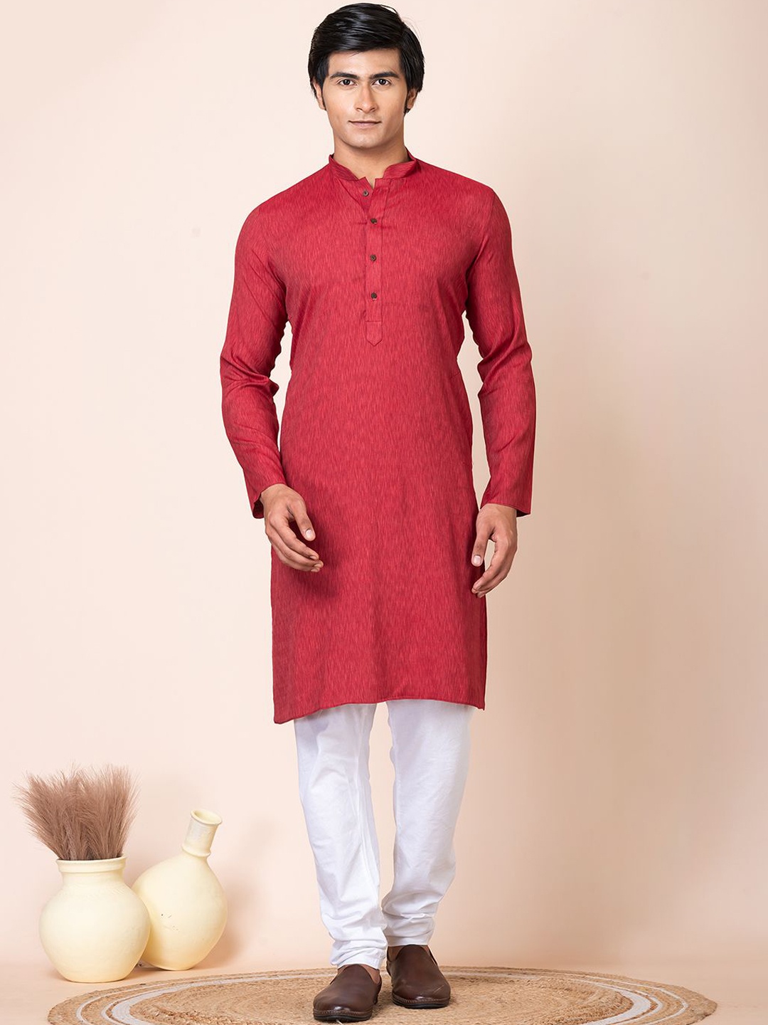 HU - Handcrafted Uniquely Abstract Self Design Pure Cotton Straight Kurta with Churidar, Red
HU - Handcrafted Uniquely Abstract Self Design Pure Cotton Straight Kurta with Churidar, Red