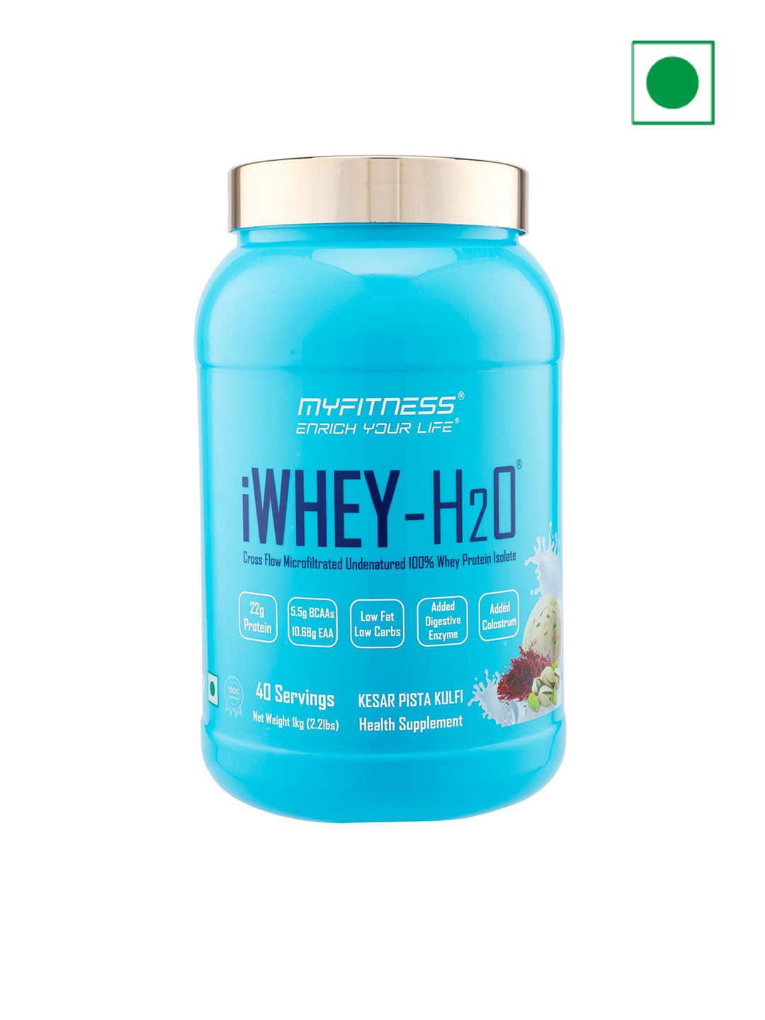 Myfitness Microfiltrated Undenatured Whey Protein Isolate-Kesar Pista Kulfi Flavour-1kg, Blue
Myfitness Microfiltrated Undenatured Whey Protein Isolate-Kesar Pista Kulfi Flavour-1kg, Blue