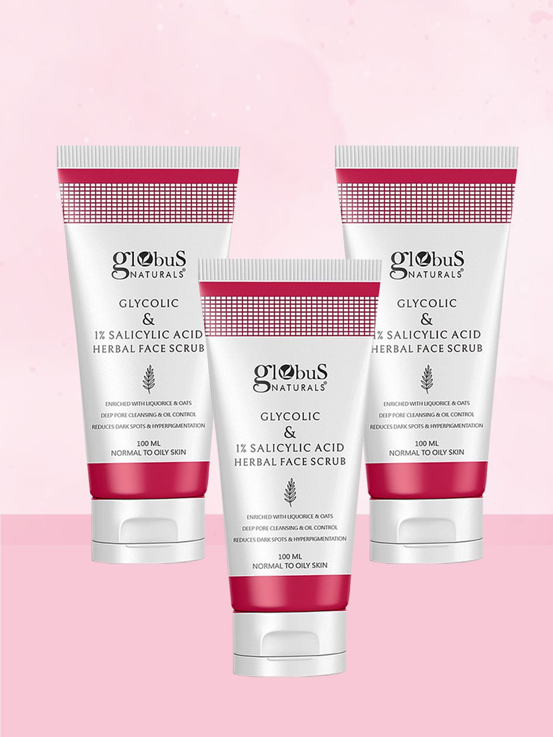 Globus naturals Set Of 3 Glycolic & 1% Salicylic Acid Anti Acne Face Scrub-100ml Each, Na
Globus naturals Set Of 3 Glycolic & 1% Salicylic Acid Anti Acne Face Scrub-100ml Each, Na