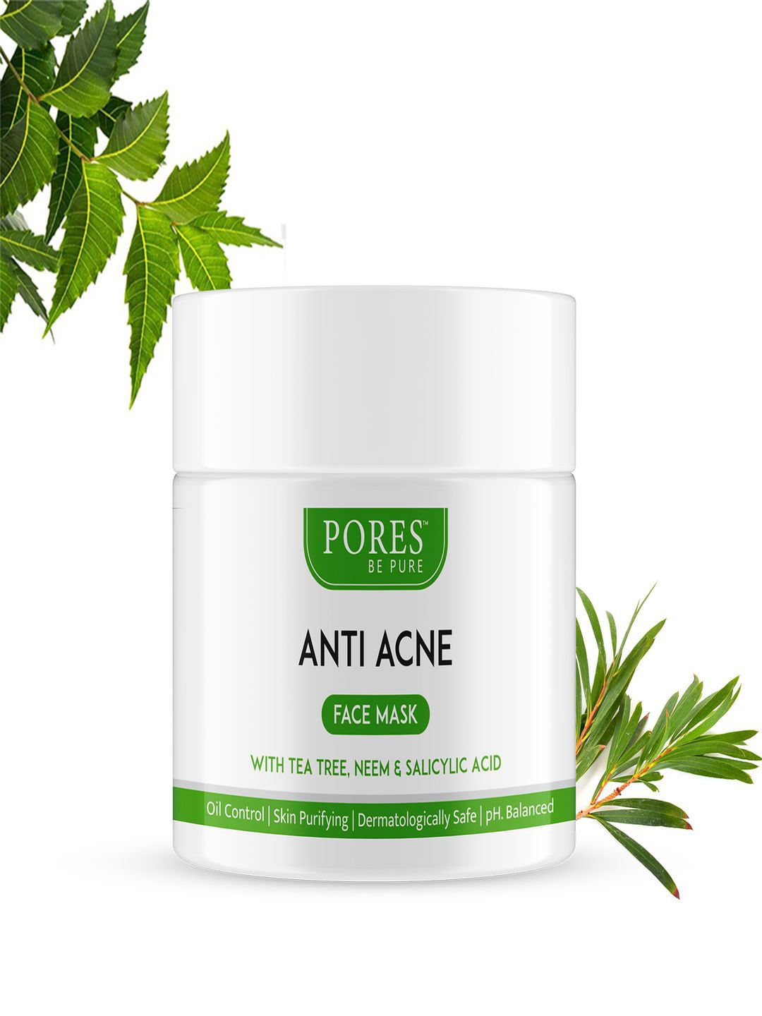 PORES Be Pure Anti Acne Neem & Tea Tree Clay Face Mask With Salicylic Acid-100g, White
PORES Be Pure Anti Acne Neem & Tea Tree Clay Face Mask With Salicylic Acid-100g, White