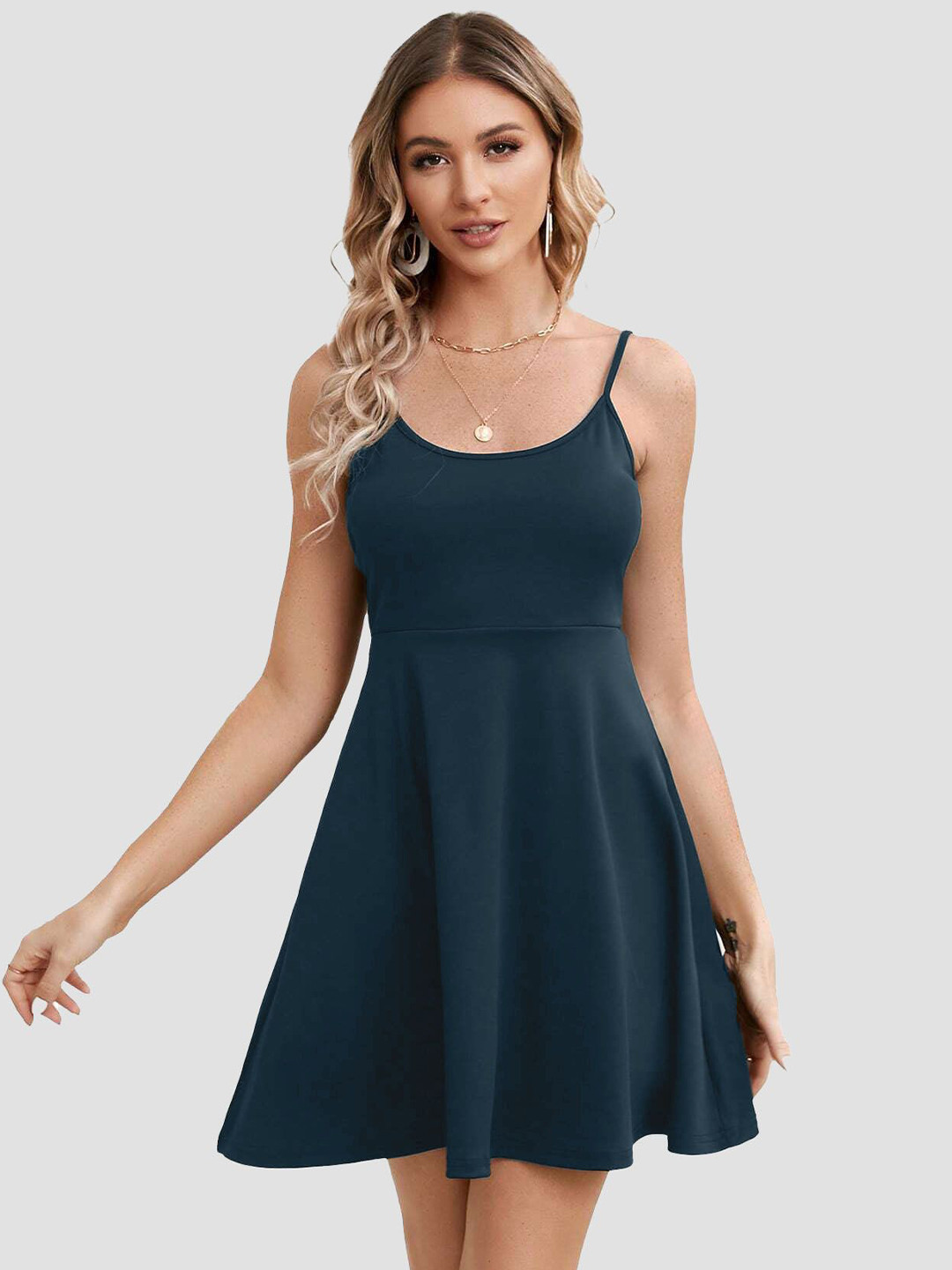 Tivante Shoulder Straps Sleeveless Mini Fit & Flare Dress, Blue
Tivante Shoulder Straps Sleeveless Mini Fit & Flare Dress, Blue