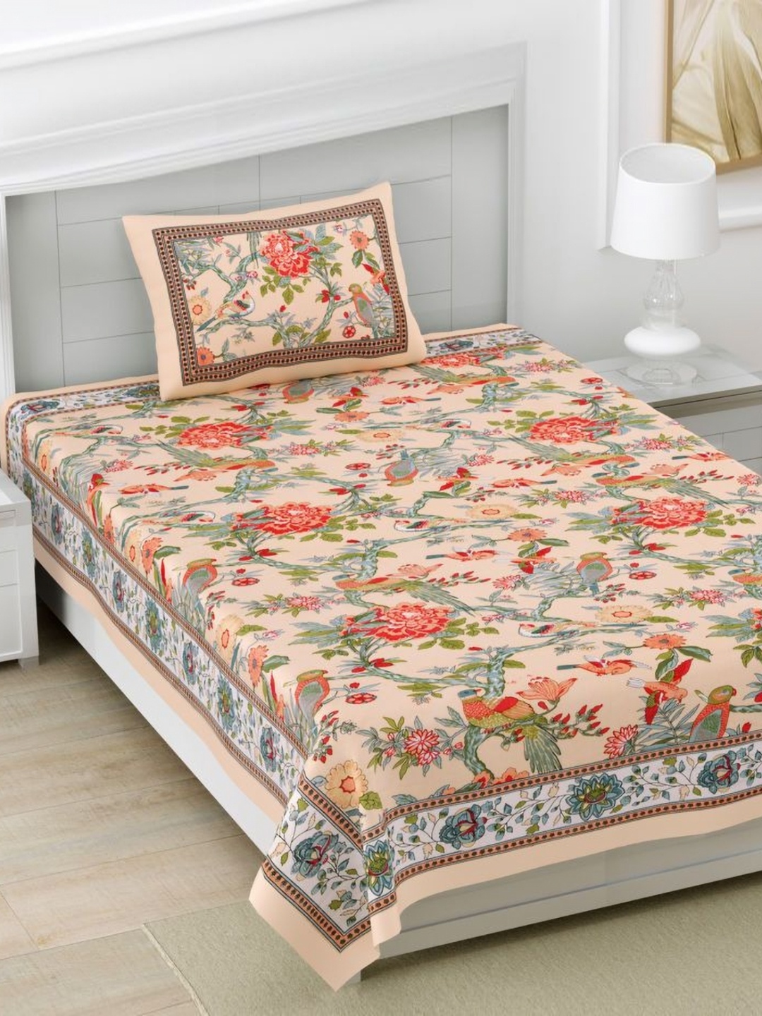 Urban Jaipur kaya Peach & Red Cotton Floral 250 TC Single Bedsheet with 1 Pillow Cover
Urban Jaipur kaya Peach & Red Cotton Floral 250 TC Single Bedsheet with 1 Pillow Cover