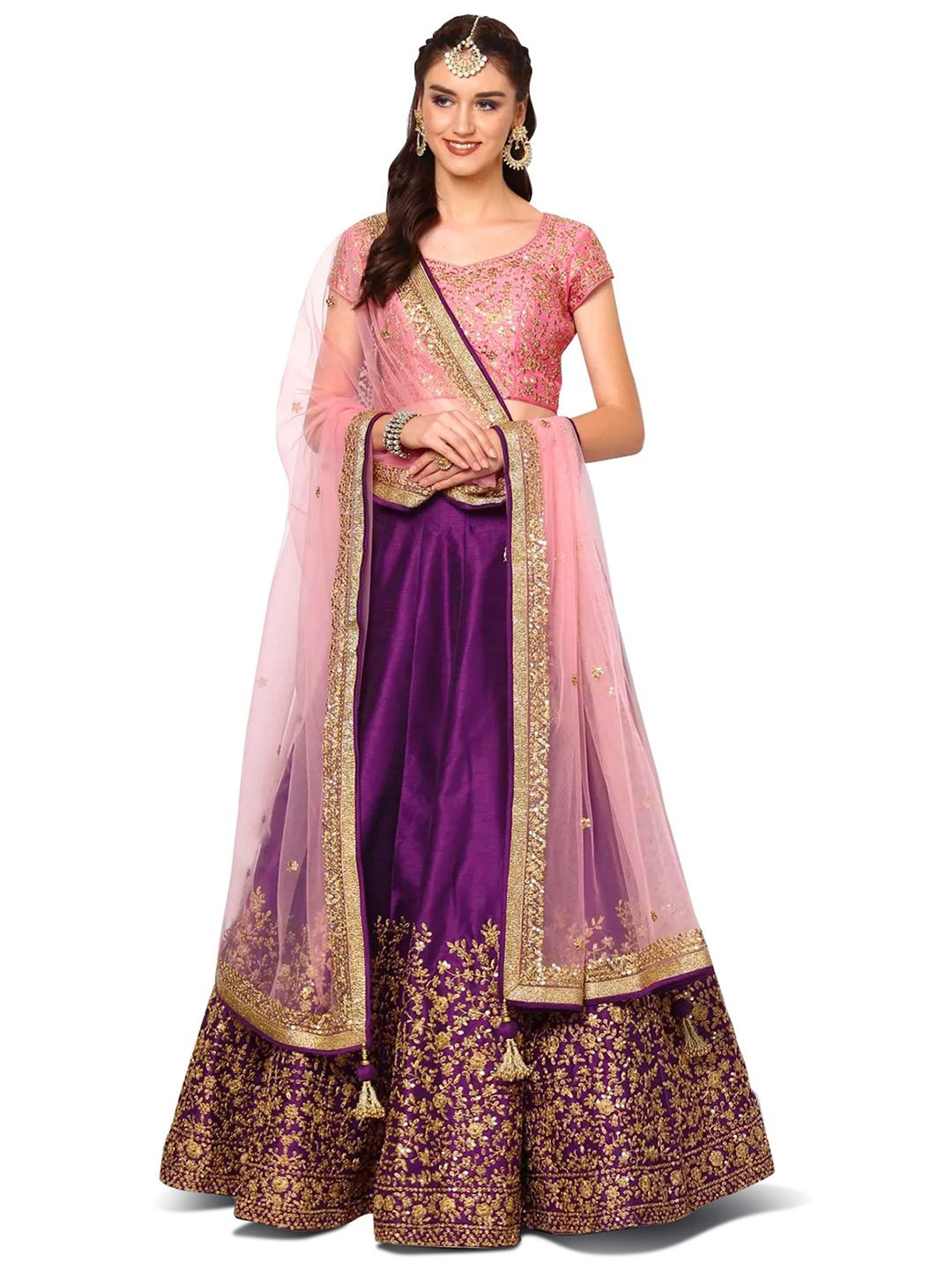 FABPIXEL Embroidered Sequinned Semi-Stitched Lehenga & Unstitched Blouse With Dupatta, Purple
FABPIXEL Embroidered Sequinned Semi-Stitched Lehenga & Unstitched Blouse With Dupatta, Purple