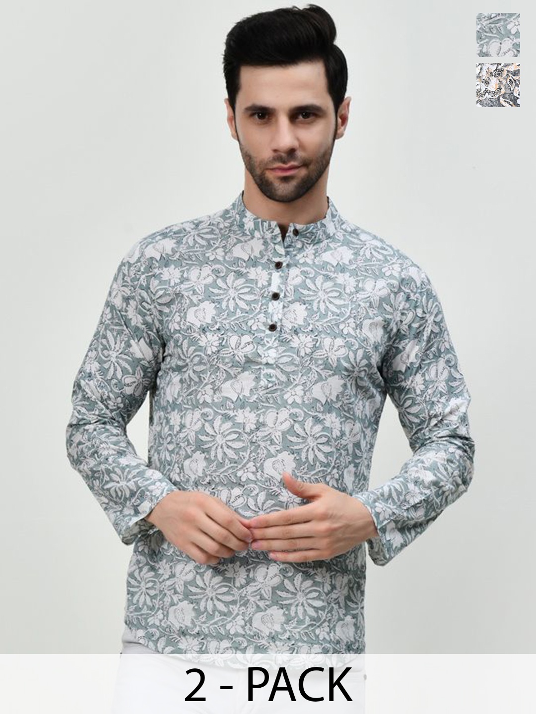 BAESD Pack Of 2 Floral Printed Mandarin Collar Pure Cotton Straight Short Kurta, Multi
BAESD Pack Of 2 Floral Printed Mandarin Collar Pure Cotton Straight Short Kurta, Multi
