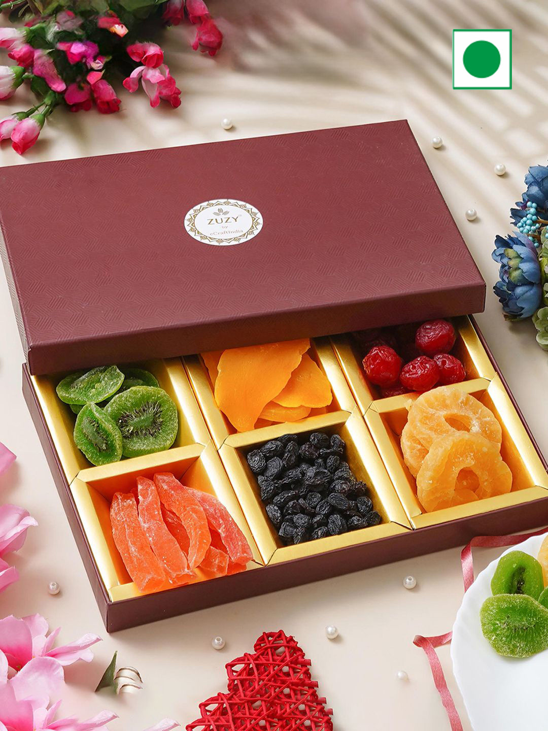 eCraftIndia Zuzy Kiwi Papaya Cranberries Mango Pineapple & Black Raisins Dry Fruits -100gm, Brown
eCraftIndia Zuzy Kiwi Papaya Cranberries Mango Pineapple & Black Raisins Dry Fruits -100gm, Brown