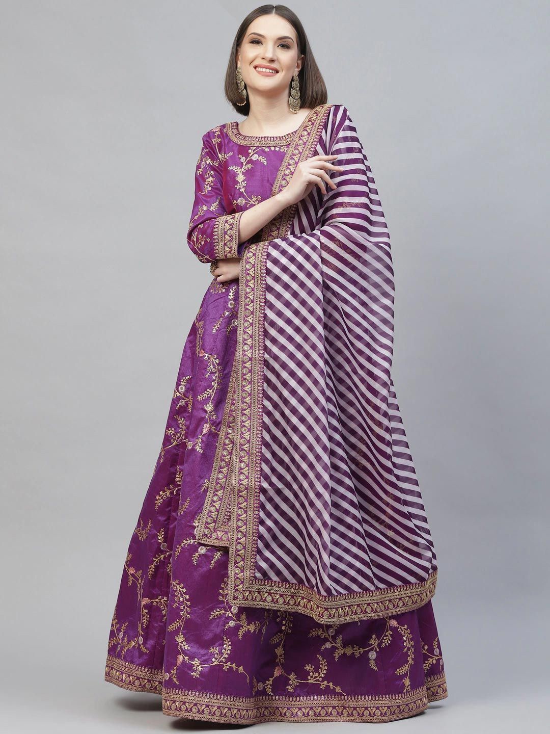 FABPIXEL Embroidered Sequinned Semi-Stitched Lehenga & Unstitched Blouse With Dupatta, Purple
FABPIXEL Embroidered Sequinned Semi-Stitched Lehenga & Unstitched Blouse With Dupatta, Purple