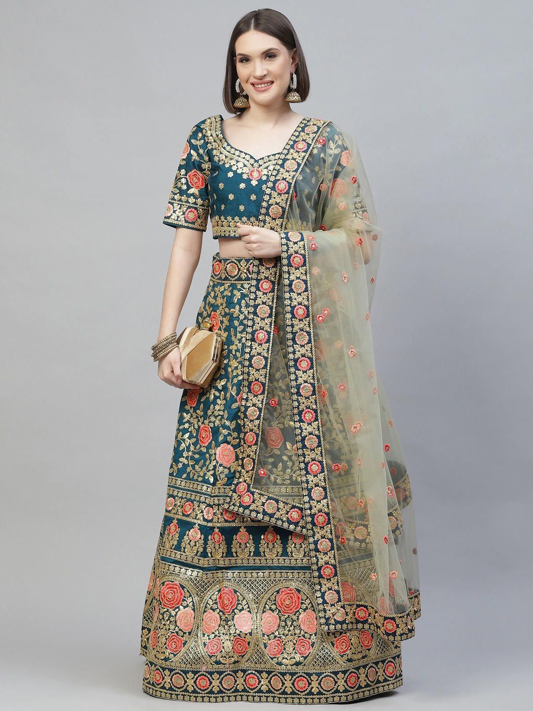 FABPIXEL Floral Embroidered Sequinned Semi-Stitched Lehenga & Unstitched Blouse & Dupatta, Blue
FABPIXEL Floral Embroidered Sequinned Semi-Stitched Lehenga & Unstitched Blouse & Dupatta, Blue