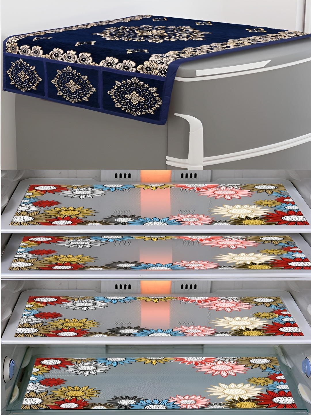 Dakshya Industries Blue & Beige 5 Pieces Printed Refrigerator Cover & Fridge Mats
Dakshya Industries Blue & Beige 5 Pieces Printed Refrigerator Cover & Fridge Mats