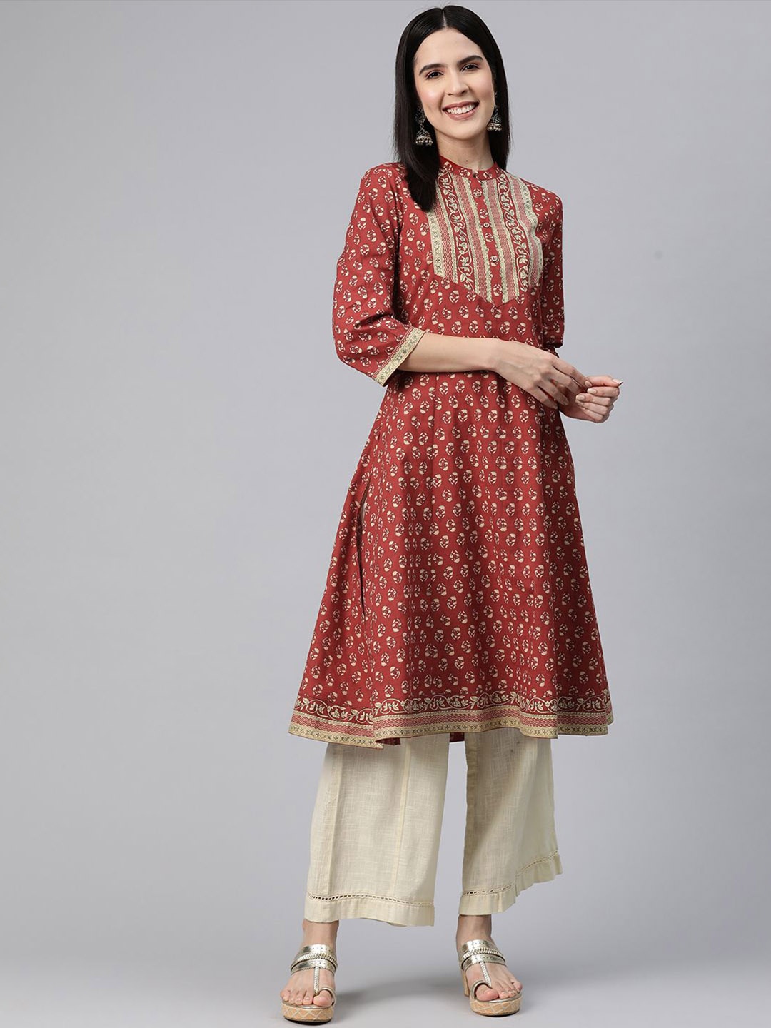 Nayam By Lakshita Ethnic Motifs Printed Mandarin Collar Cotton A-Line Kurta, Rust
Nayam By Lakshita Ethnic Motifs Printed Mandarin Collar Cotton A-Line Kurta, Rust