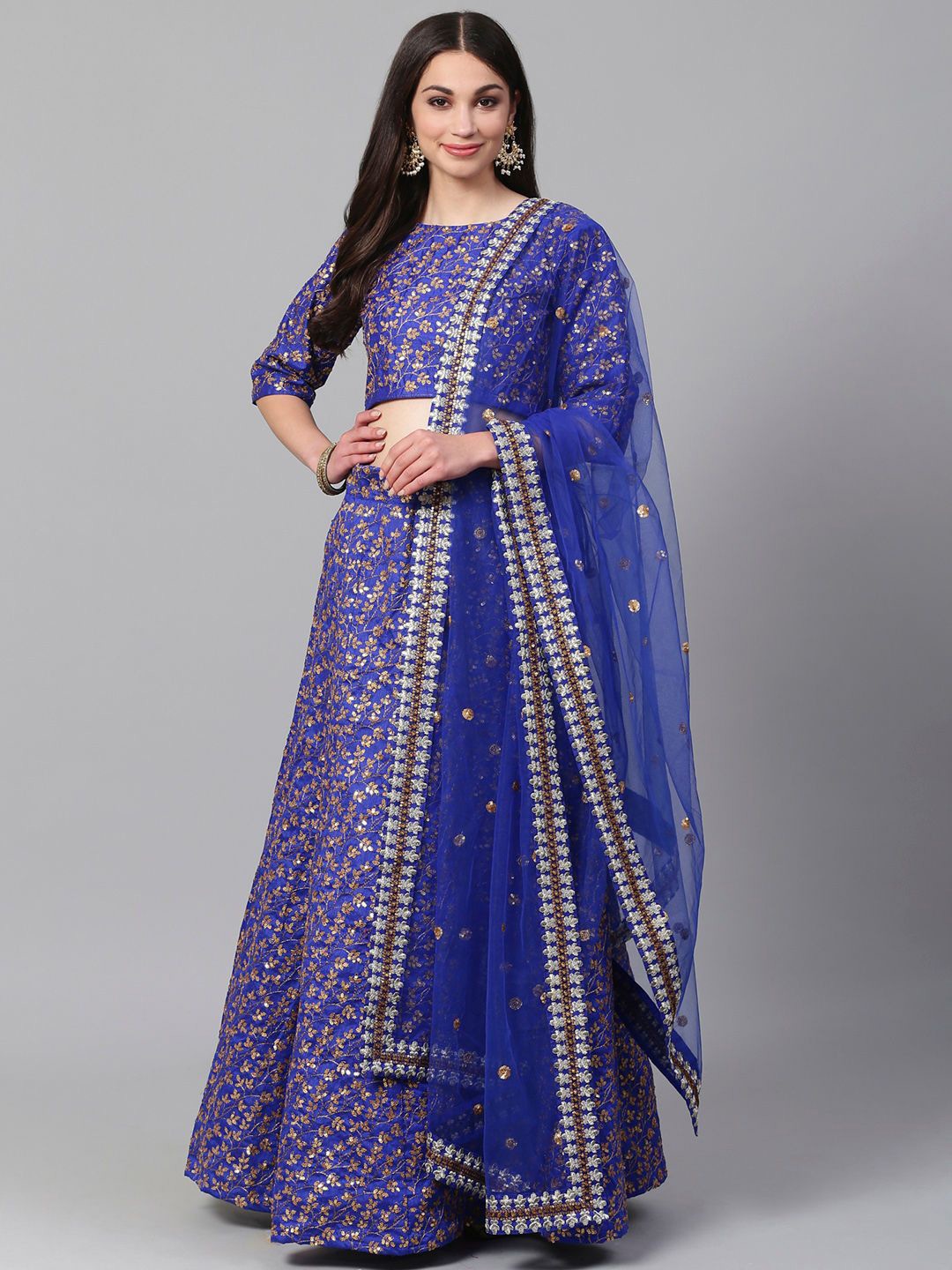 FABPIXEL Embroidered Sequinned Semi-Stitched Lehenga & Unstitched Blouse With Dupatta, Blue
FABPIXEL Embroidered Sequinned Semi-Stitched Lehenga & Unstitched Blouse With Dupatta, Blue