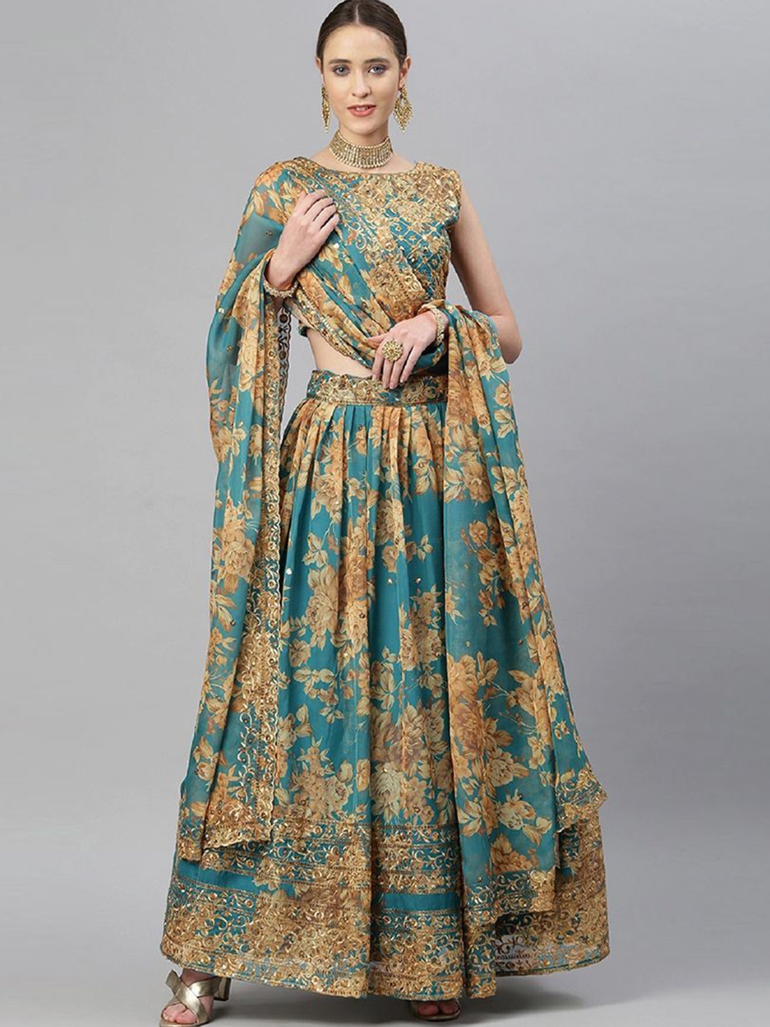 FABPIXEL Embroidered Organza Semi-Stitched Lehenga & Unstitched Blouse With Dupatta, Teal
FABPIXEL Embroidered Organza Semi-Stitched Lehenga & Unstitched Blouse With Dupatta, Teal