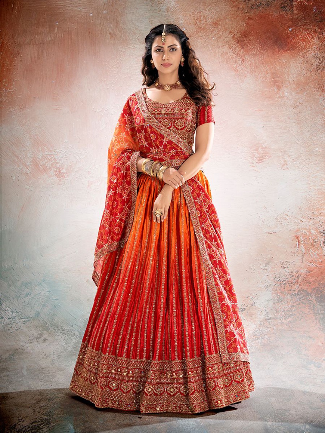 SHOPGARB Embroidered Sequinned Semi-Stitched Lehenga & Unstitched Blouse With Dupatta, Orange
SHOPGARB Embroidered Sequinned Semi-Stitched Lehenga & Unstitched Blouse With Dupatta, Orange