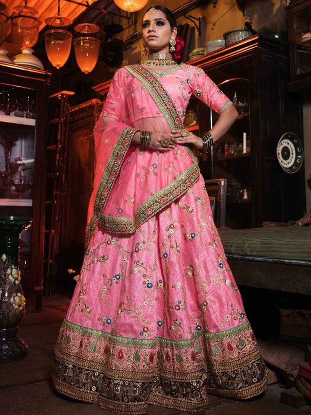 FABPIXEL Embroidered Kalamkari Semi-Stitched Lehenga & Unstitched Blouse With Dupatta, Pink
FABPIXEL Embroidered Kalamkari Semi-Stitched Lehenga & Unstitched Blouse With Dupatta, Pink