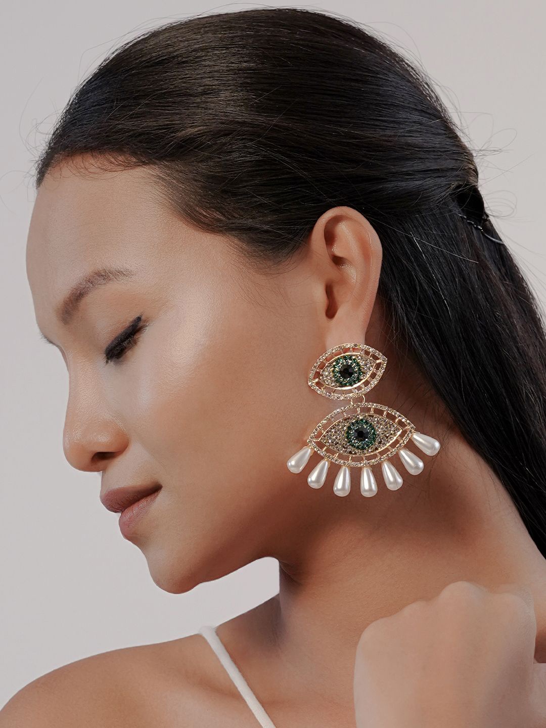 SWASHAA Havana 18K Gold Plated Stainless Steel Cubic Zirconia Eye Drop Earrings, Green
SWASHAA Havana 18K Gold Plated Stainless Steel Cubic Zirconia Eye Drop Earrings, Green
