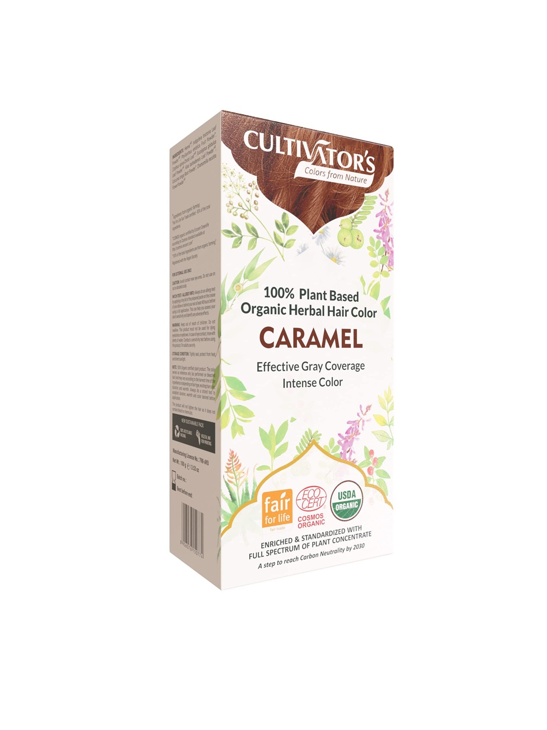 Cultivators Plant Based Organic Herbal Hair Color for Grey Coverage 100g - Caramel, Camel brown
Cultivators Plant Based Organic Herbal Hair Color for Grey Coverage 100g - Caramel, Camel brown