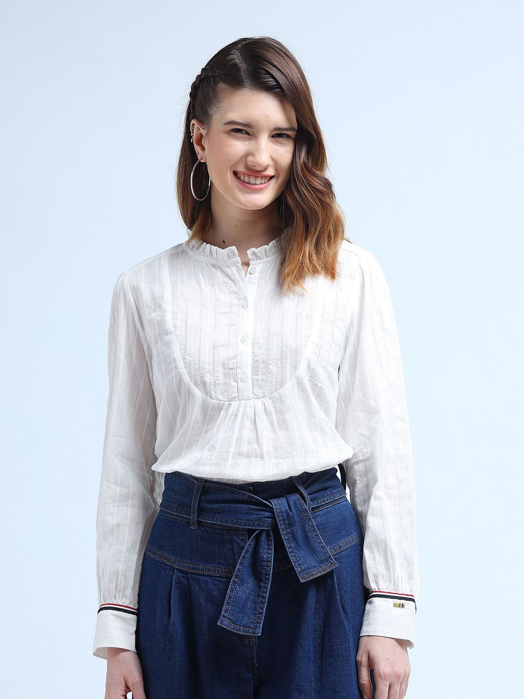 U.S. Polo Assn. Women Floral Printed Embroidered Mandarin Collar Pure Cotton Top, White
U.S. Polo Assn. Women Floral Printed Embroidered Mandarin Collar Pure Cotton Top, White