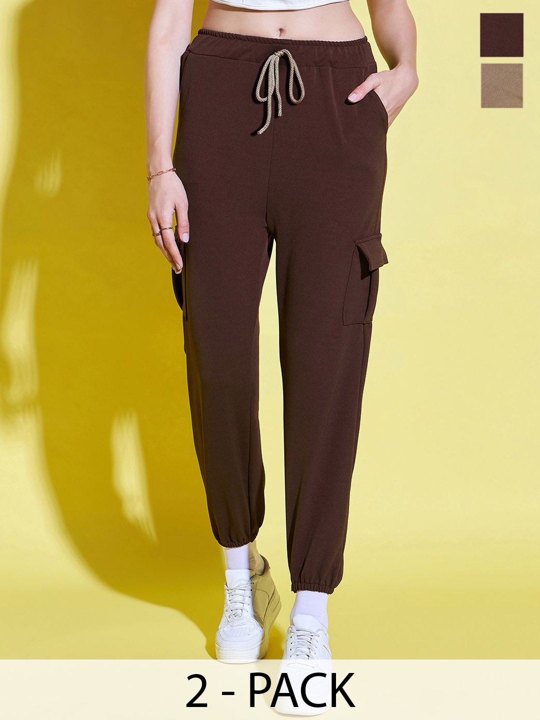 BUY NEW TREND Pack Of 2 Women Relaxed Loose Fit High-Rise Wrinkle Free Joggers, Brown
BUY NEW TREND Pack Of 2 Women Relaxed Loose Fit High-Rise Wrinkle Free Joggers, Brown