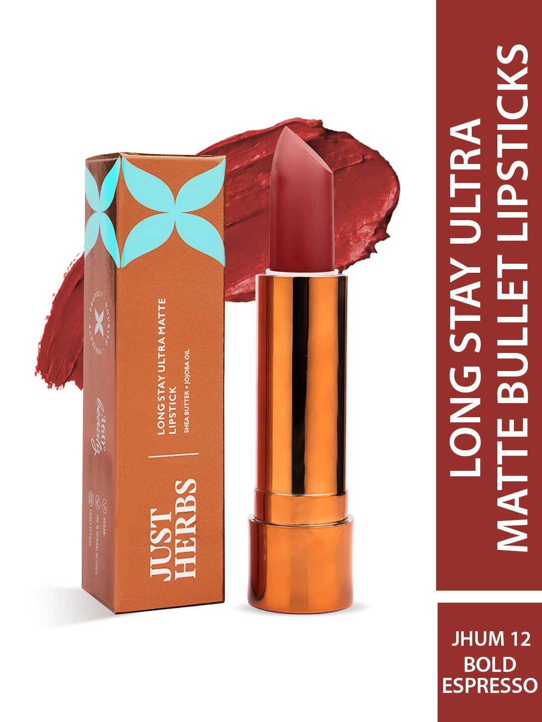 Just Herbs Long Stay Ultra Matte Lipstick with Shea Butter 4g - Bold Espresso 12, Brown
Just Herbs Long Stay Ultra Matte Lipstick with Shea Butter 4g - Bold Espresso 12, Brown